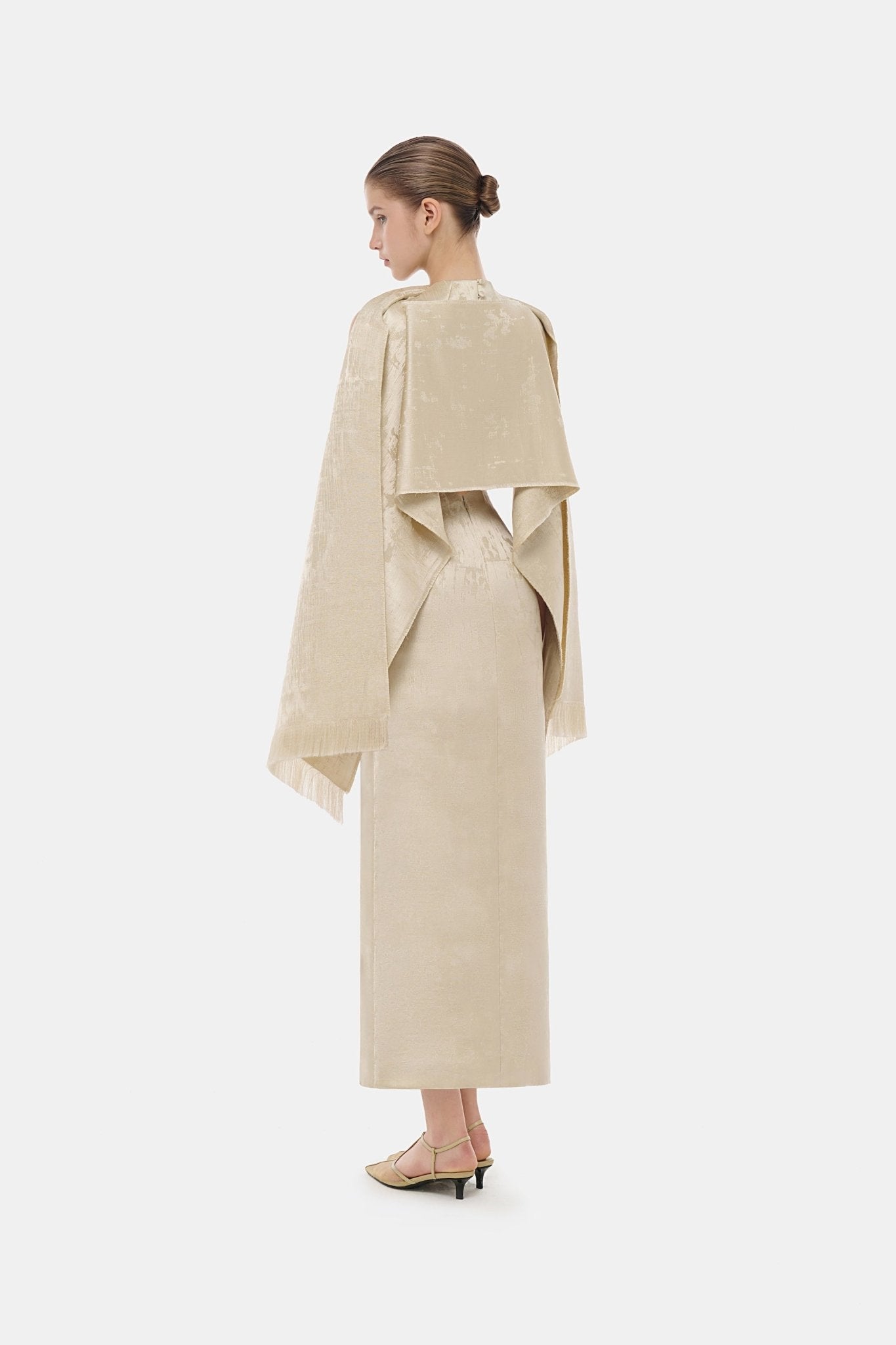 Gold Tailored Scarf Midi Dress - Montsand