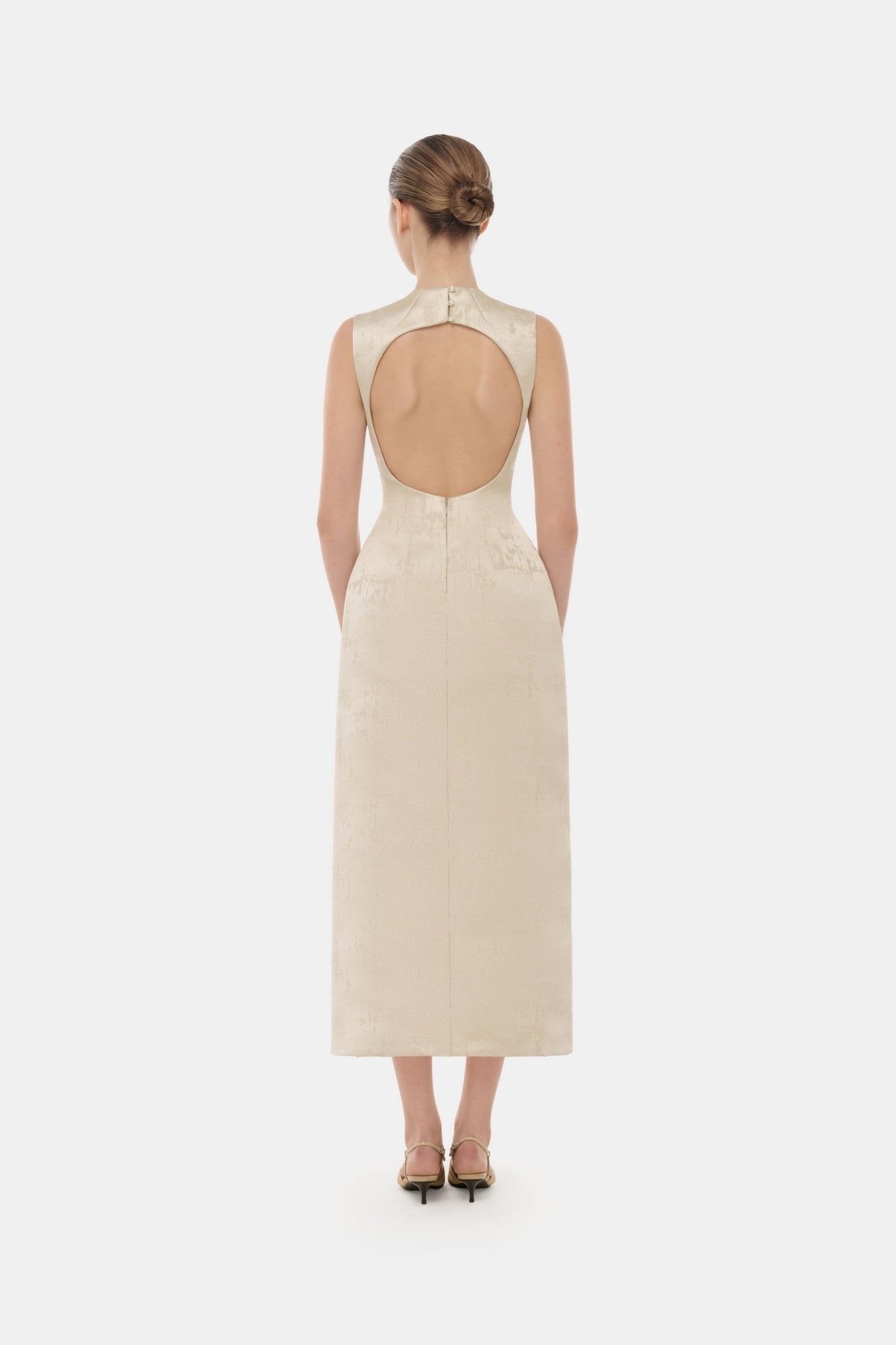 Gold Tailored Scarf Midi Dress - XL Gold Tailored Scarf Midi Dress - XL