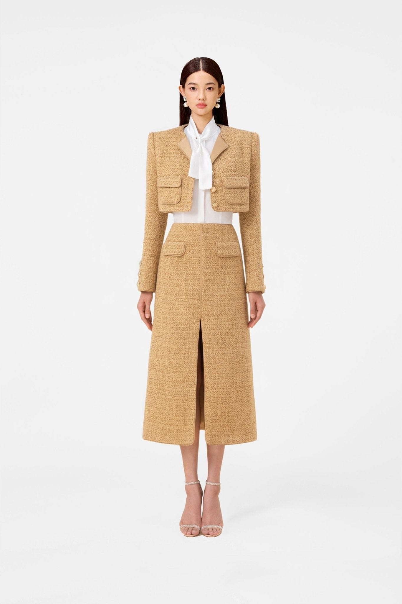 Gold Tweed A - Line Skirt - Montsand