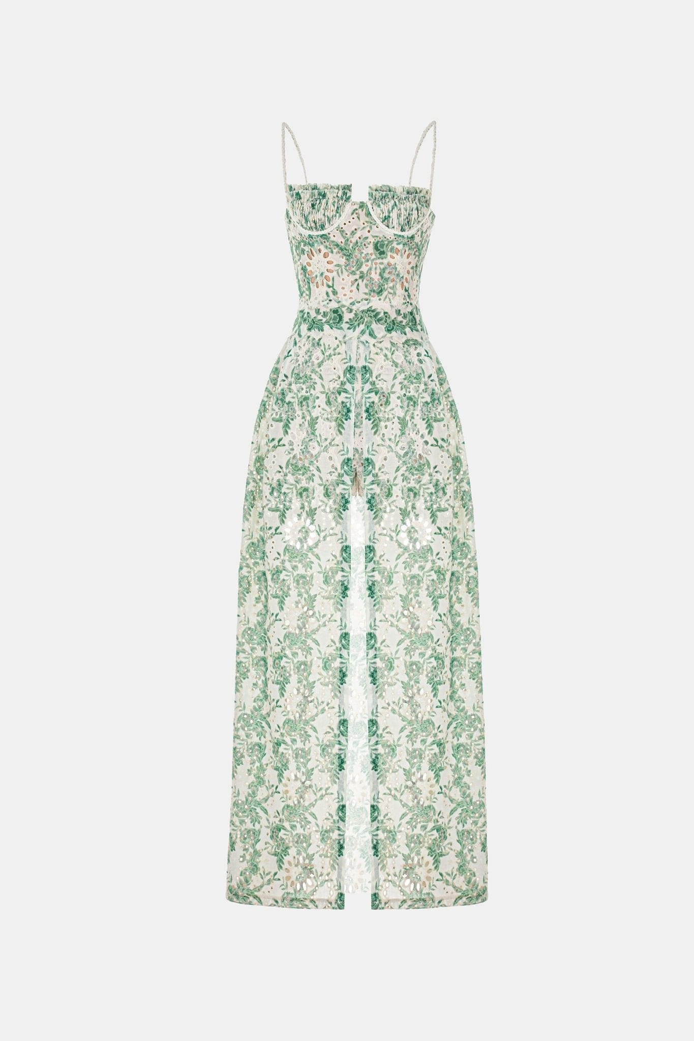 Green Embroidered Cotton Maxi Set - Montsand