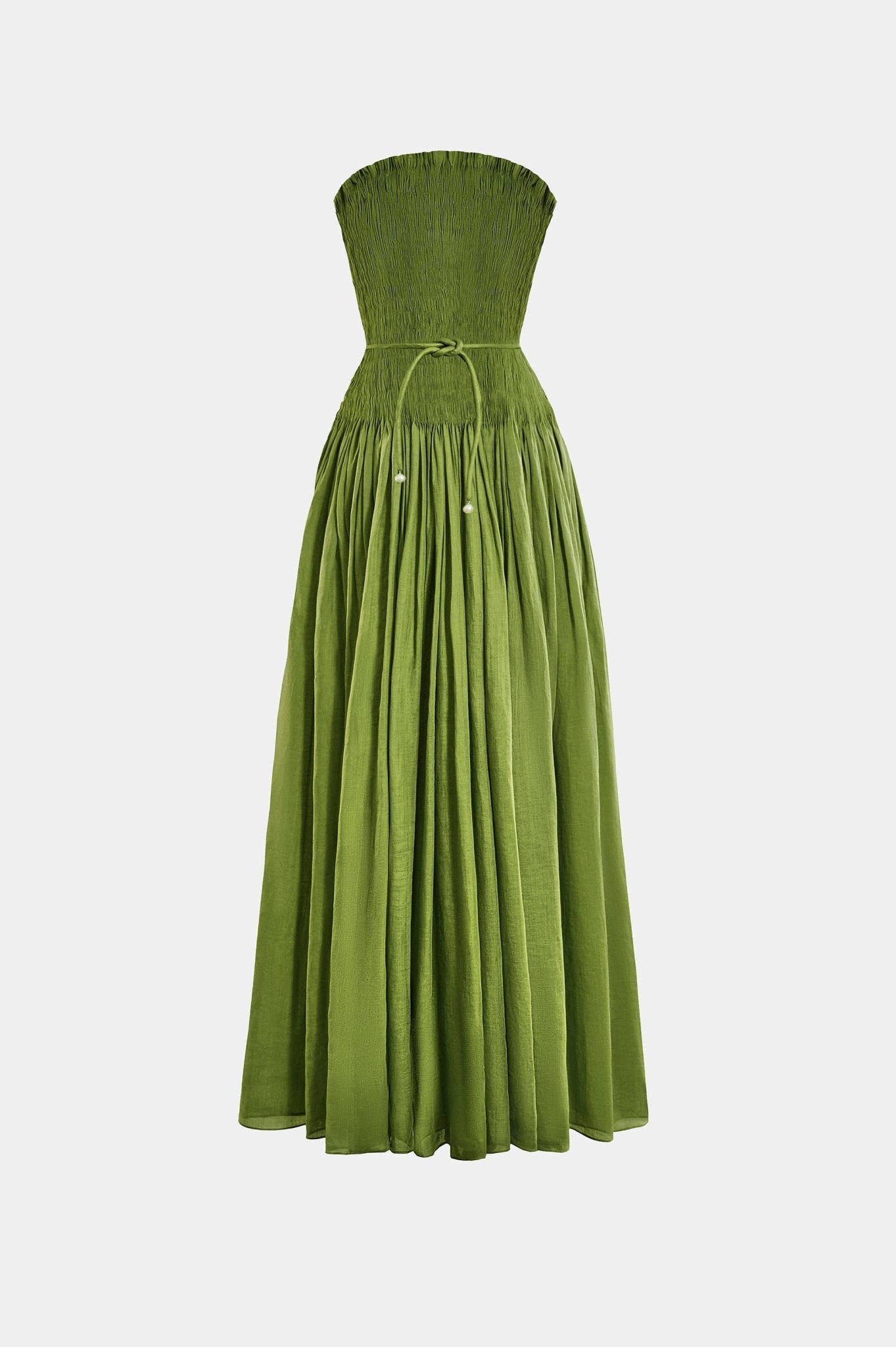 Green Shirring Pleat Maxi Dress - Montsand
