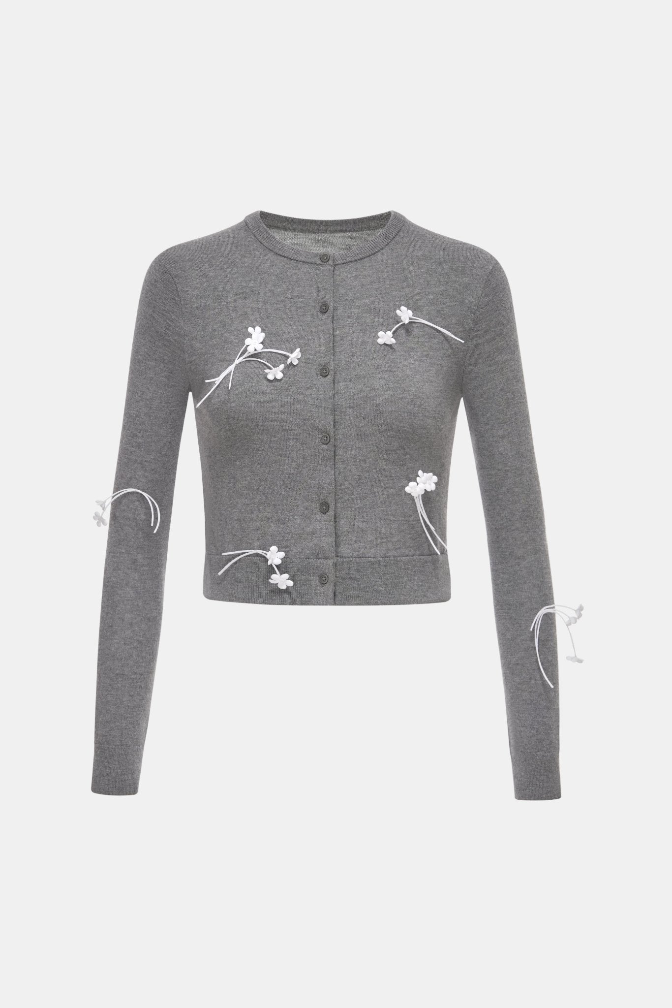 Grey 3D Floral Cardigan - Montsand