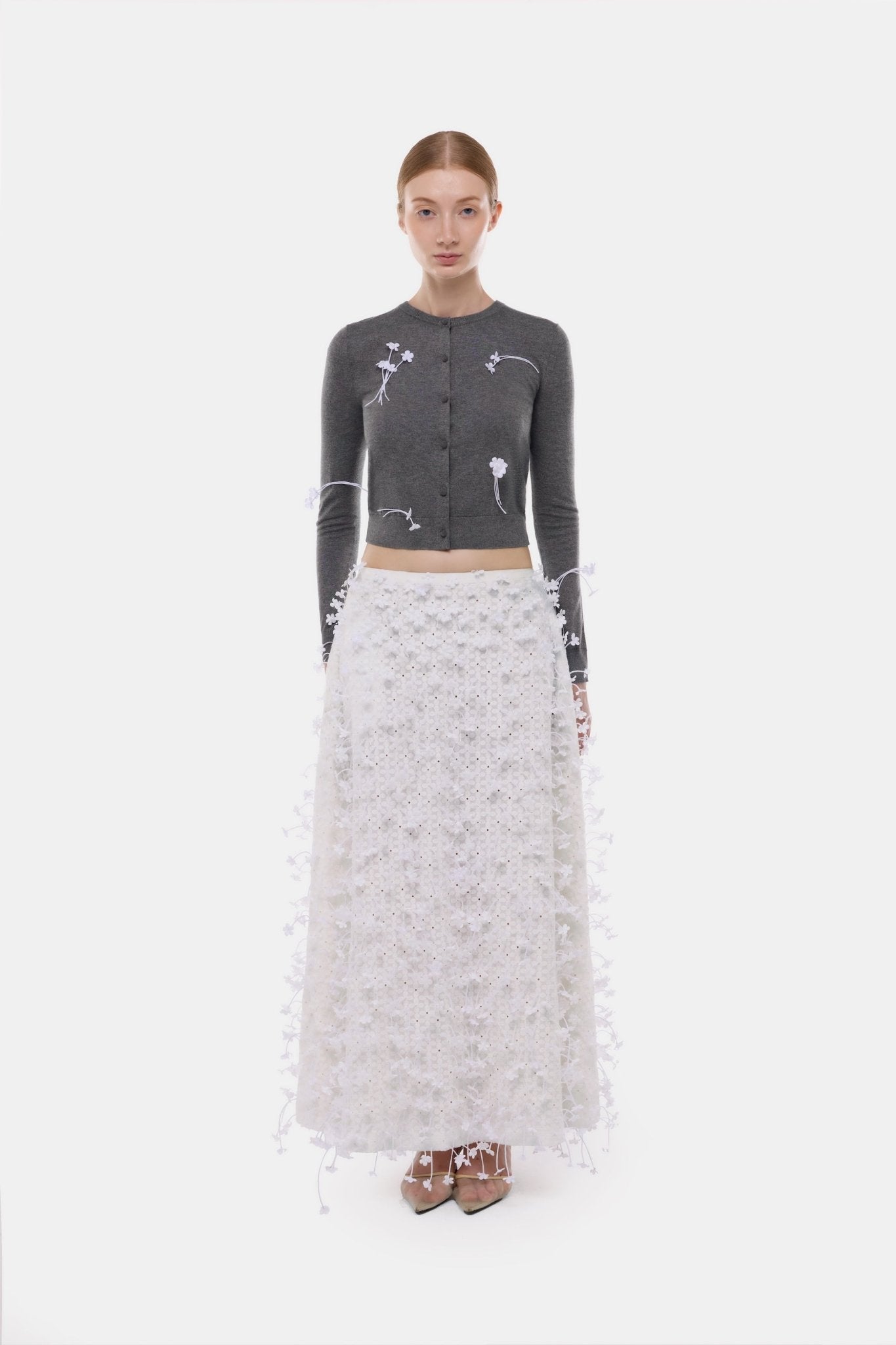 Grey 3D Floral Cardigan - Montsand