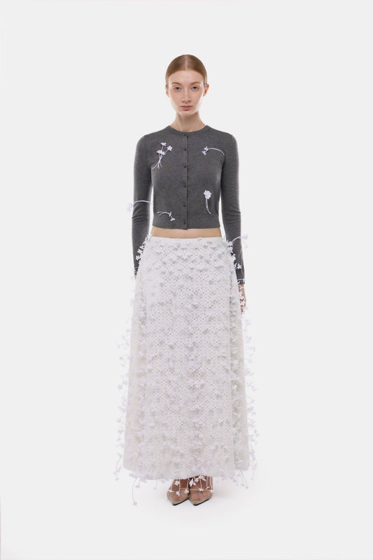 Grey 3D Floral Cardigan - Montsand