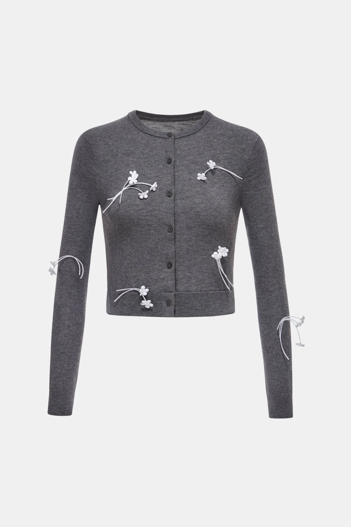 Grey 3D Floral Cardigan - Montsand