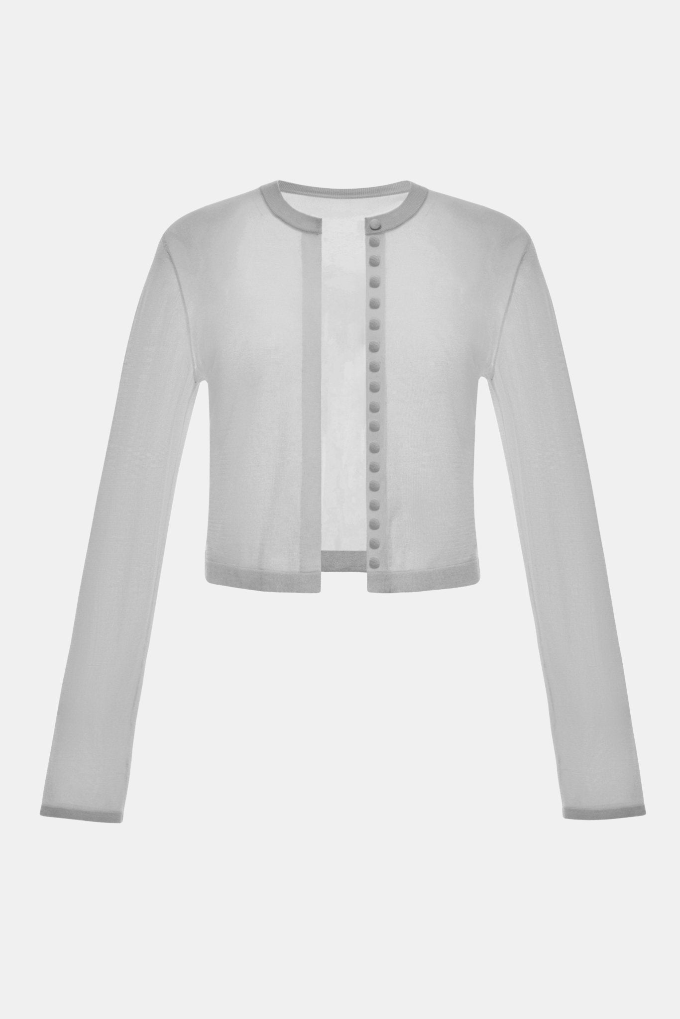 Grey Button - Up Crop Cardigan - Montsand