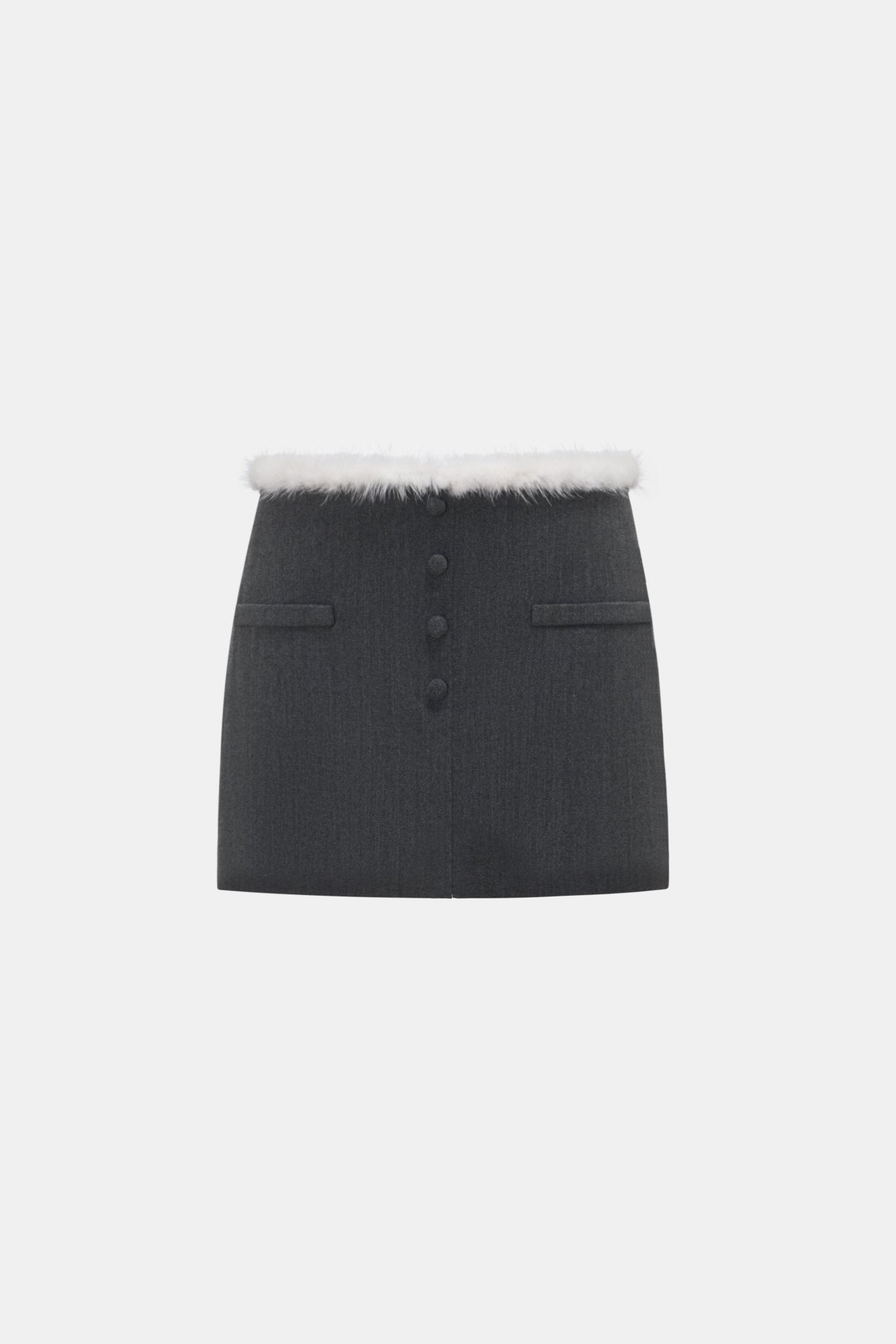 Grey Fur Waistband Mini Skirt - Montsand