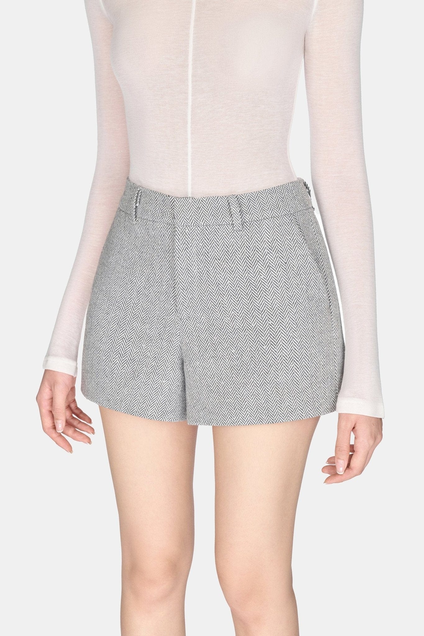 Grey Herringbone Shorts - Montsand