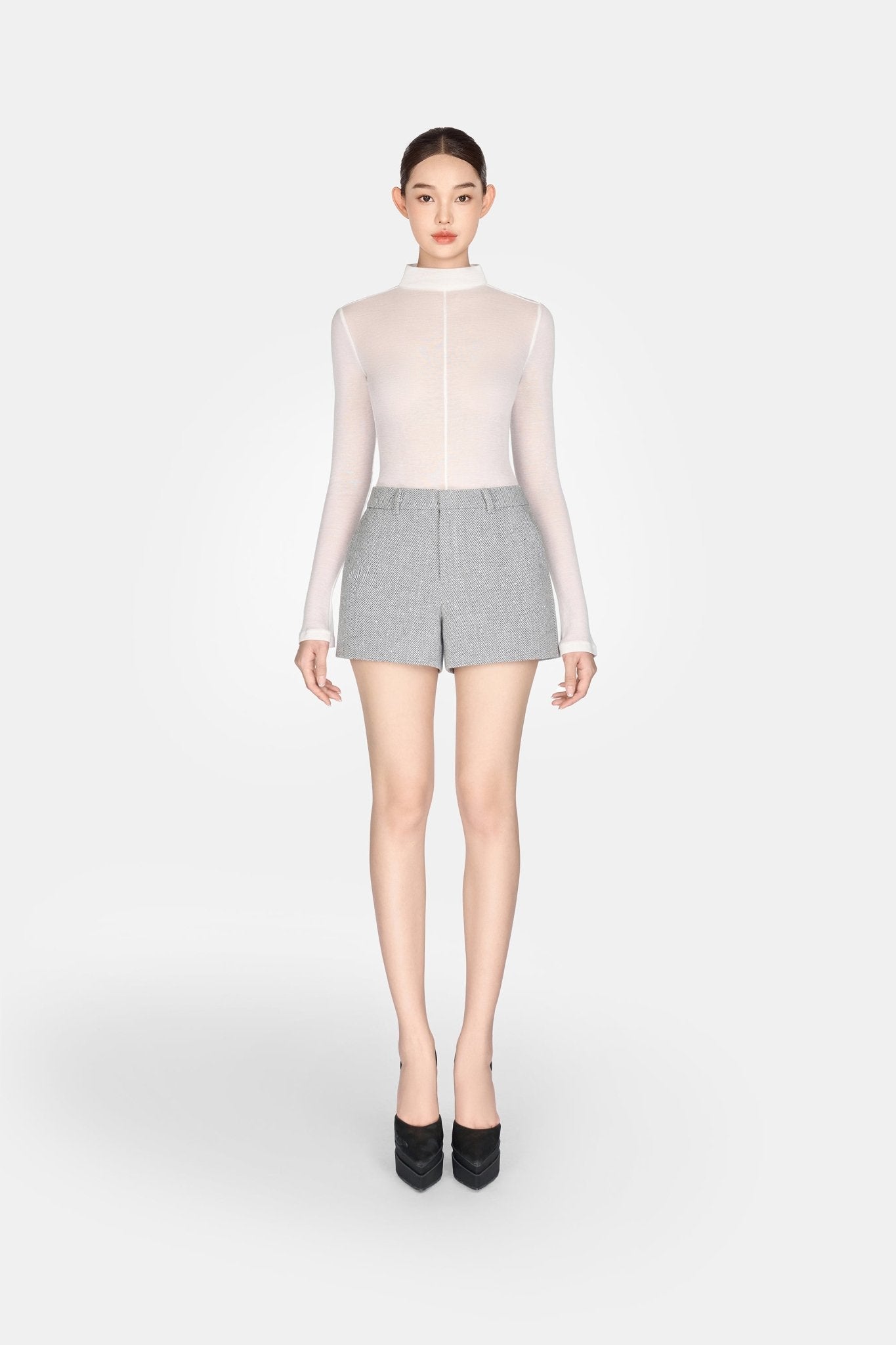 Grey Herringbone Shorts - Montsand