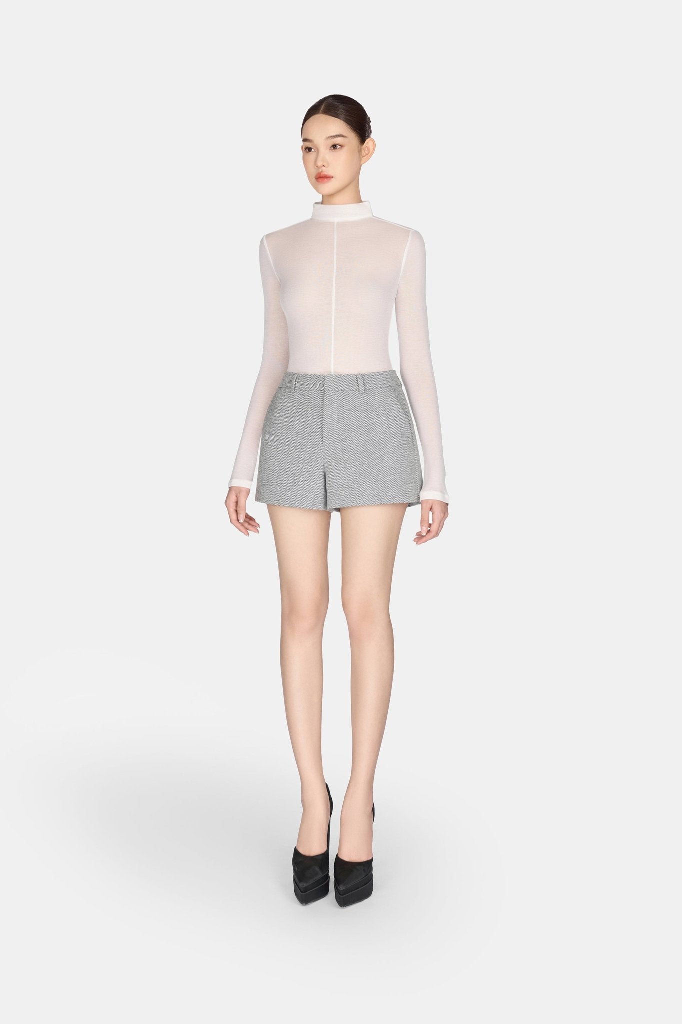 Grey Herringbone Shorts - Montsand