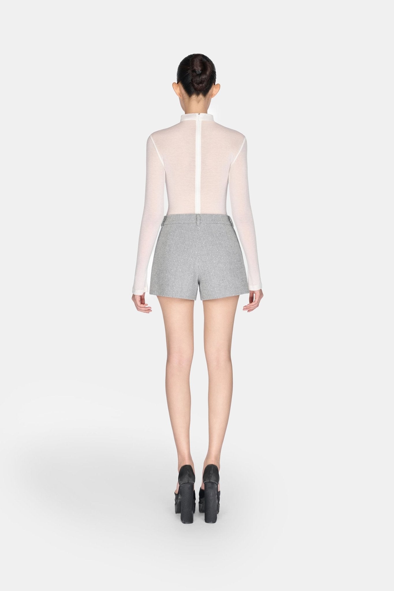 Grey Herringbone Shorts - Montsand