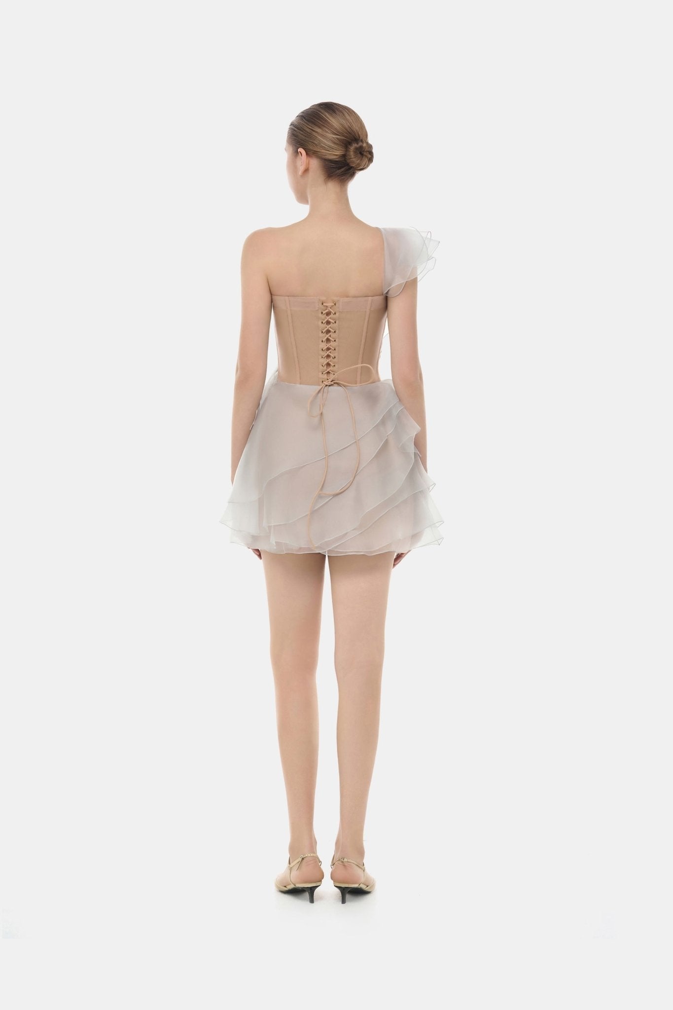 Grey Ruffle One - Shoulder Mini Dress - Montsand