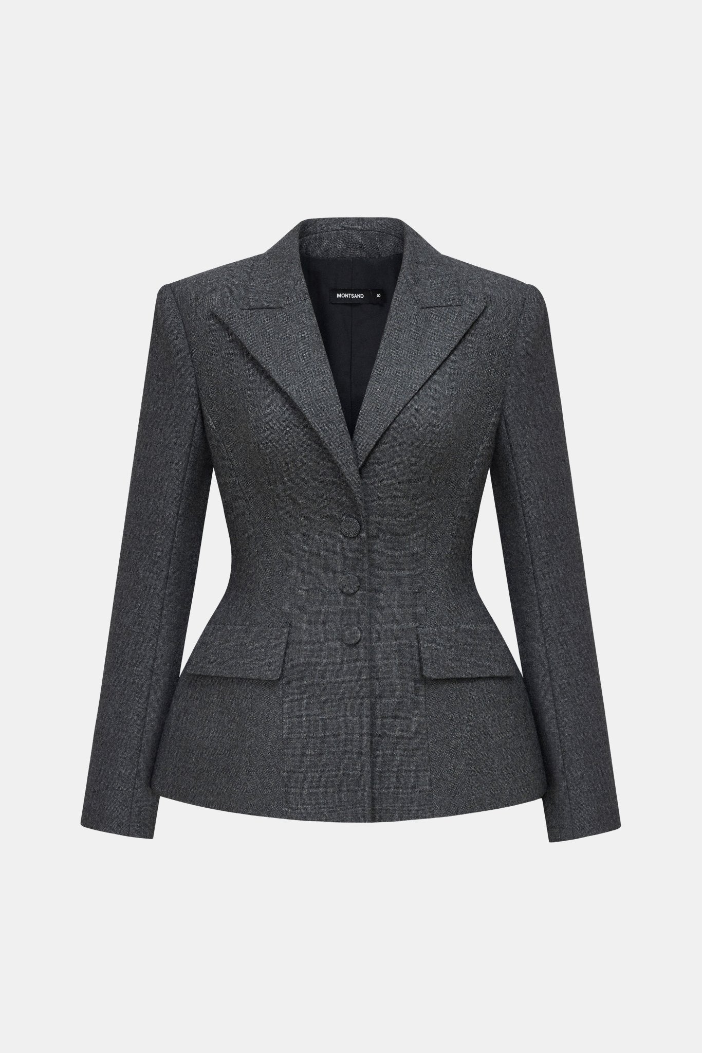 Grey Single Breast Blazer Coats & Jackets Montsand