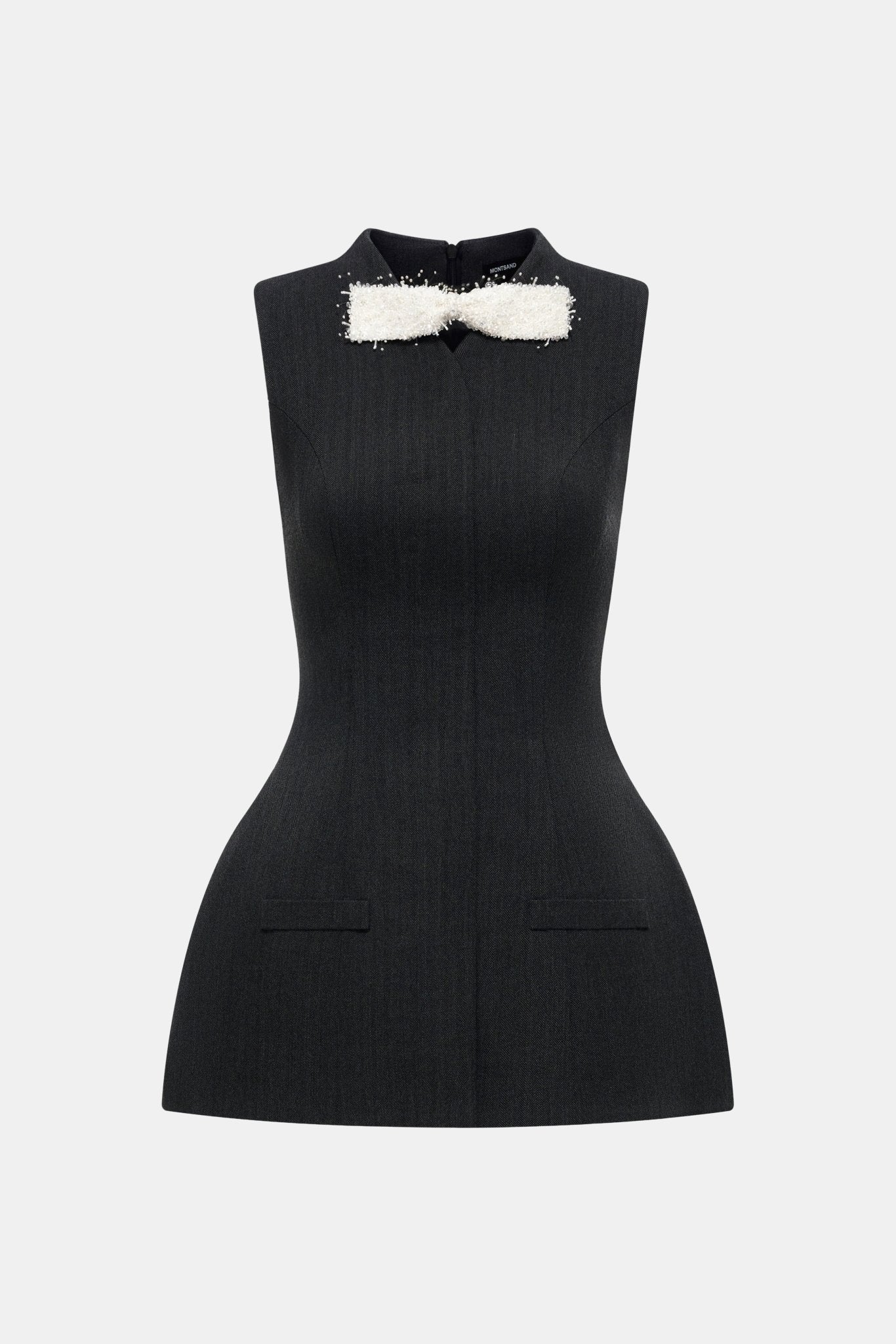 Grey Sleeveless Bow Blazer - Montsand