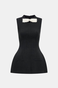 Grey Sleeveless Bow Blazer - Montsand