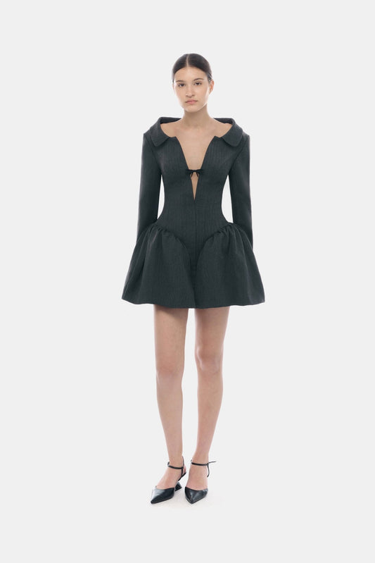 Grey Structured Peplum Dress - Montsand