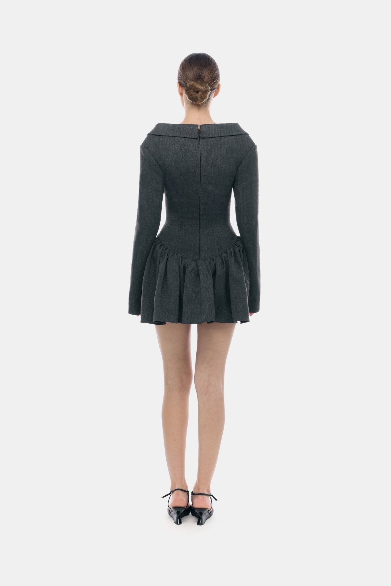 Grey Structured Peplum Dress - Montsand