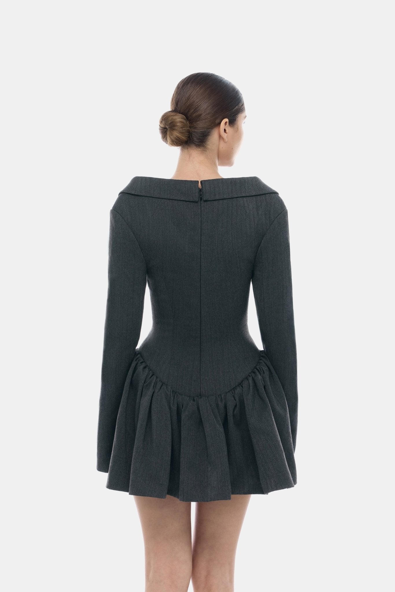 Grey Structured Peplum Dress - Montsand