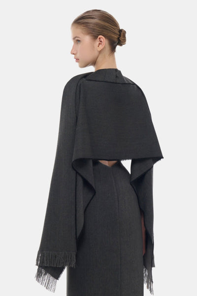 Grey Tailored Scarf Maxi Dress