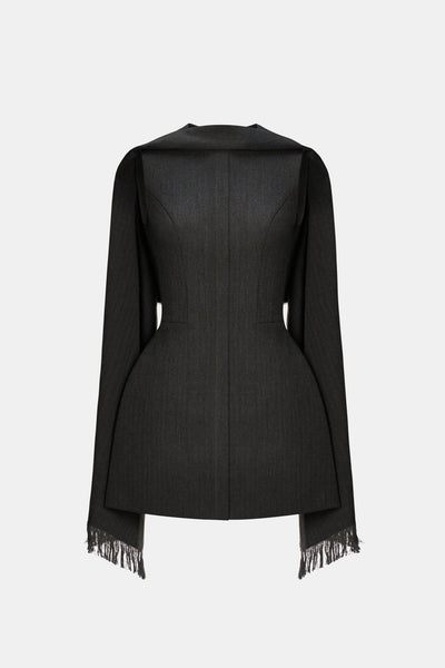 black scarf mini dress Grey Tailored Scarf Mini Dress XXL