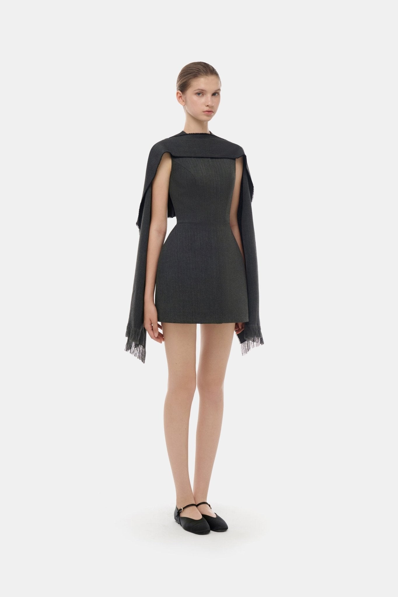 Grey Tailored Scarf Mini Dress - Montsand