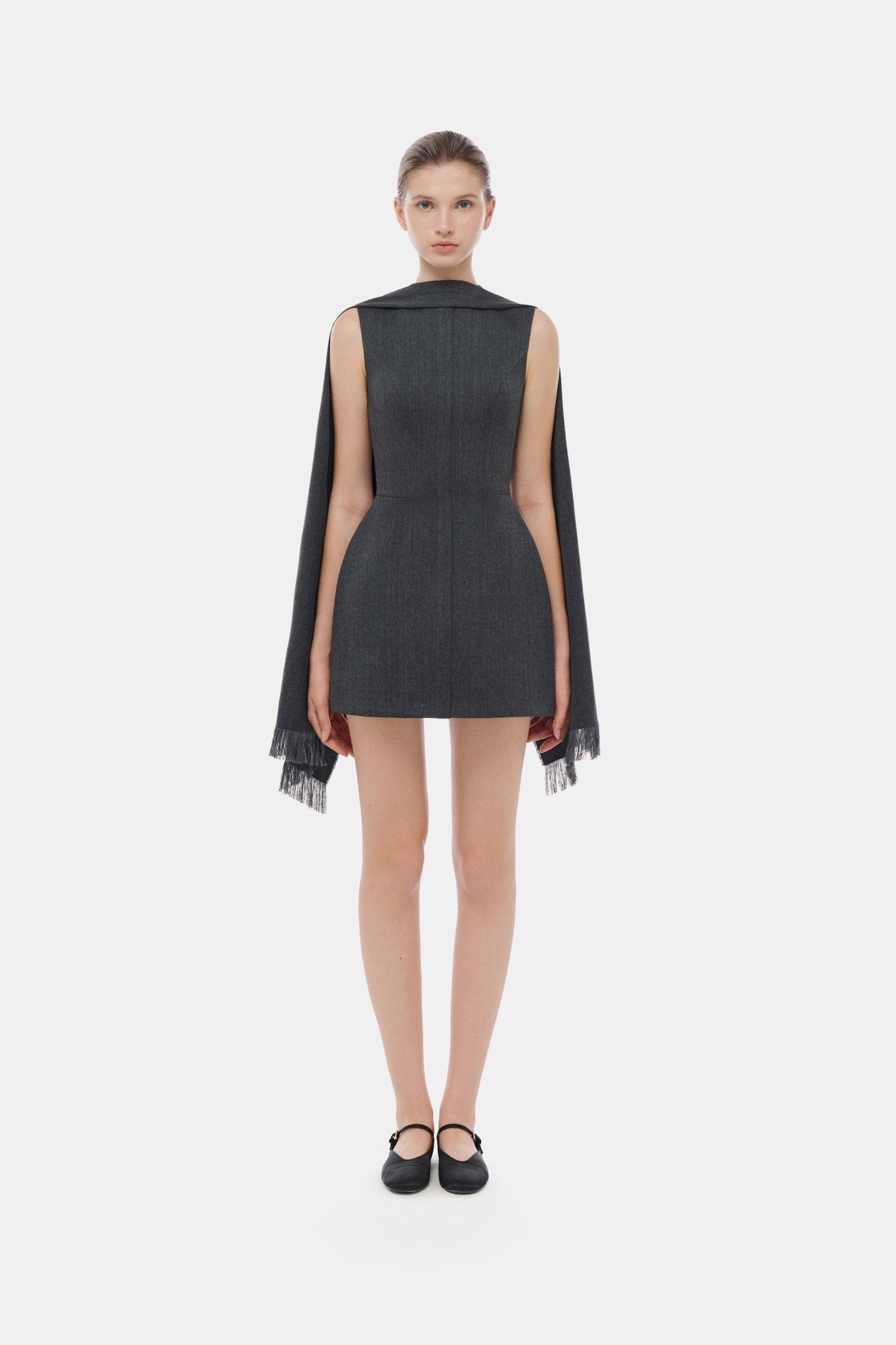 Grey Tailored Scarf Mini Dress - Montsand