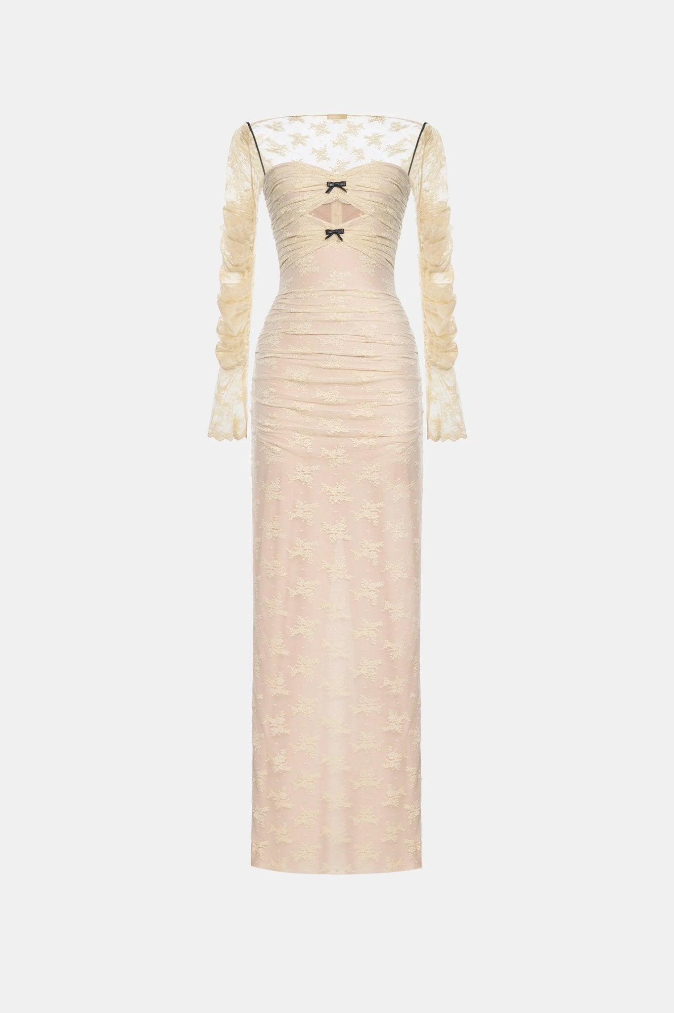 Ivory Bow Cut Out Laces Dress - Montsand