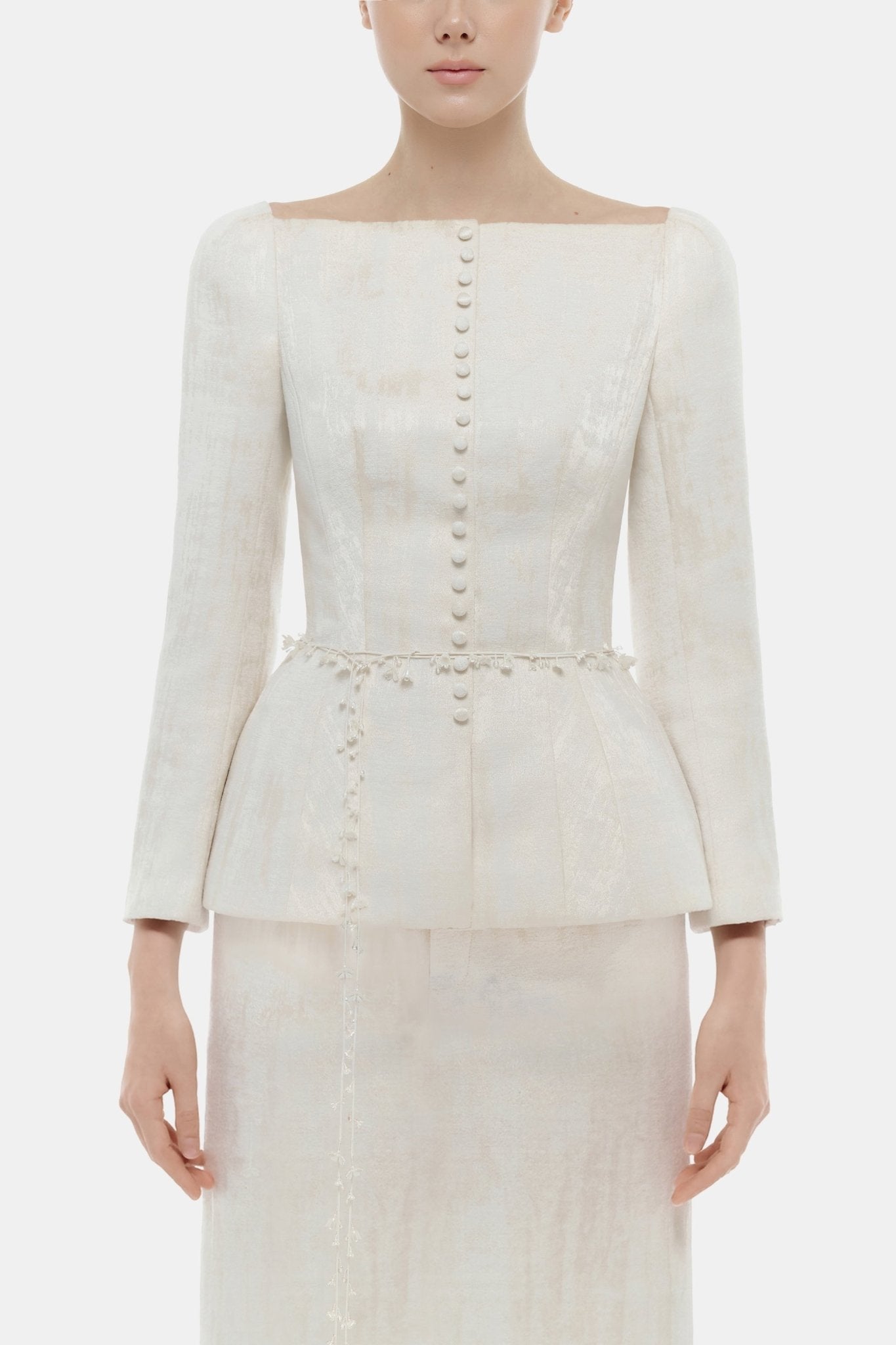 Ivory Brocade Midi Skirt - Montsand