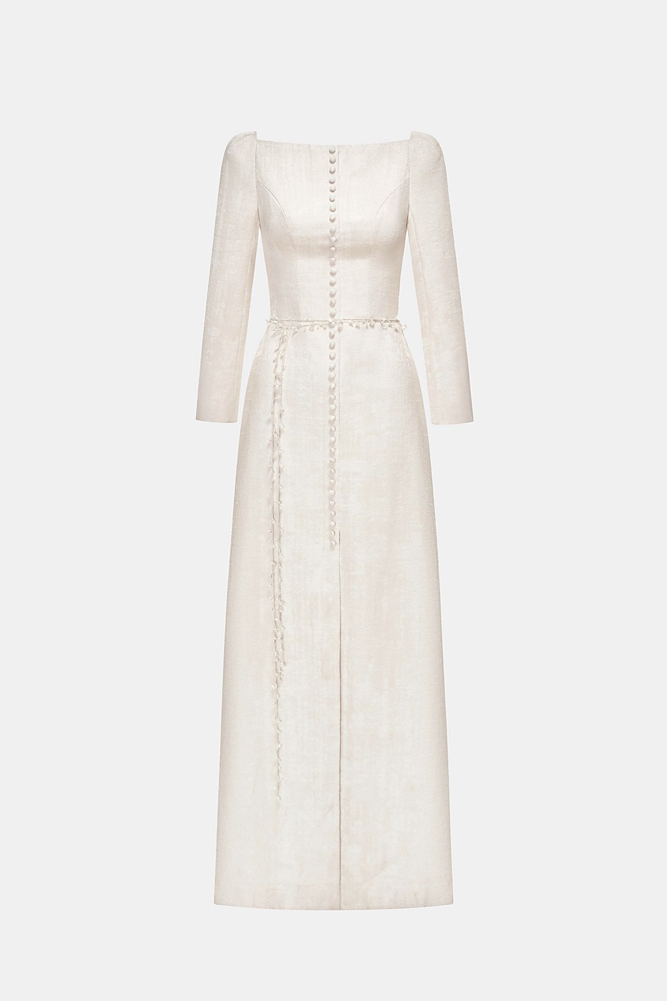 Ivory Brocade Split Dress - Montsand