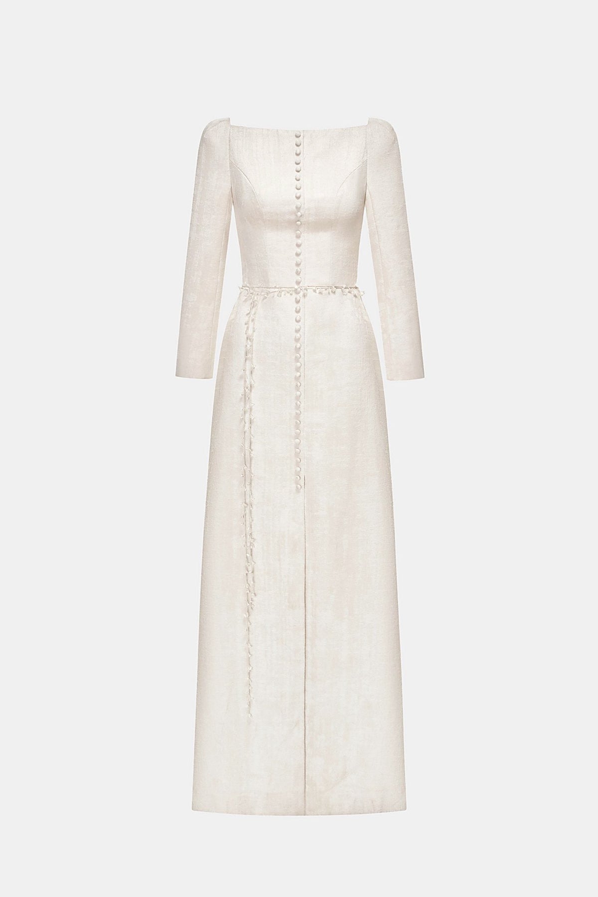 Ivory Brocade Split Dress - Montsand