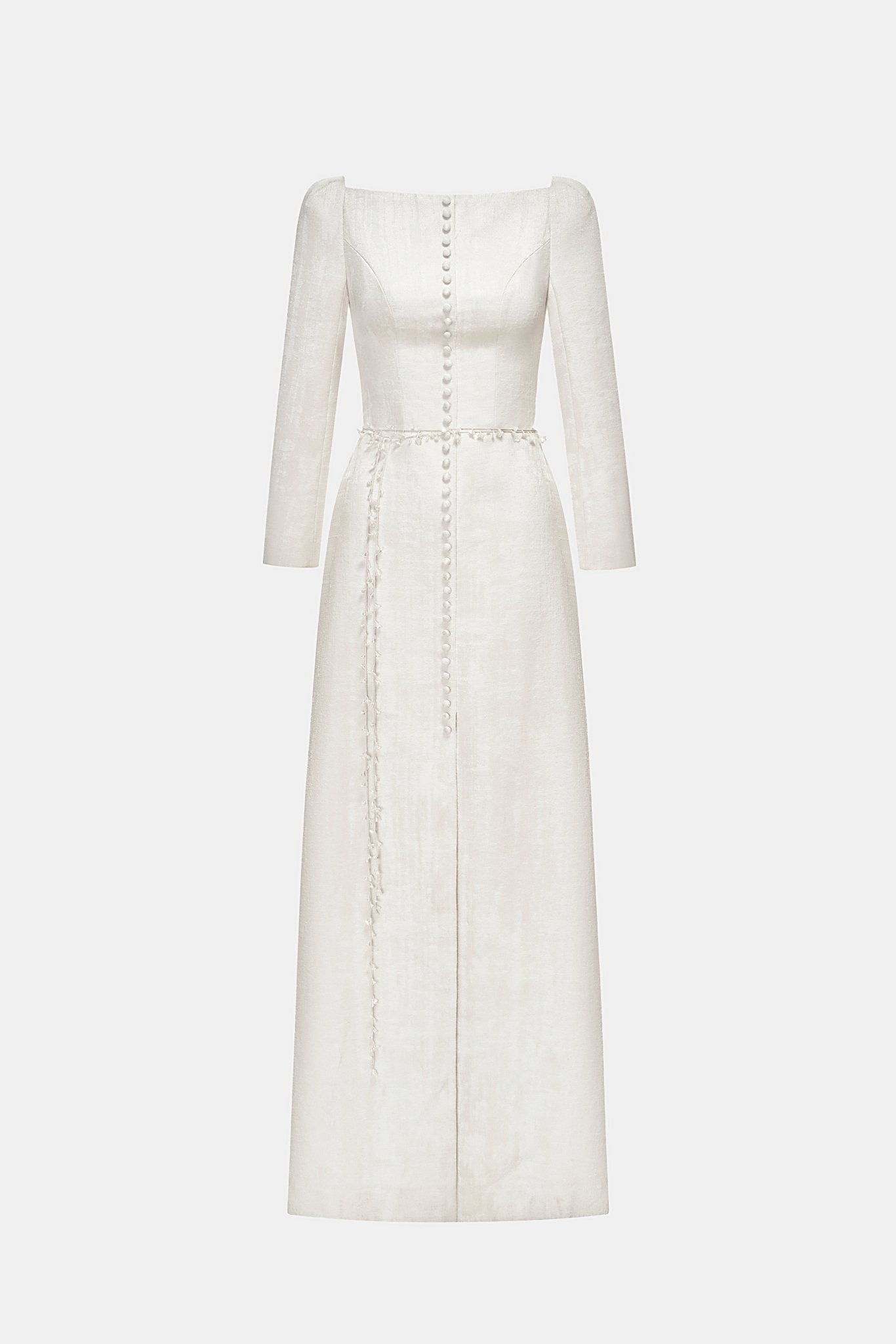 Ivory Brocade Split Dress M
