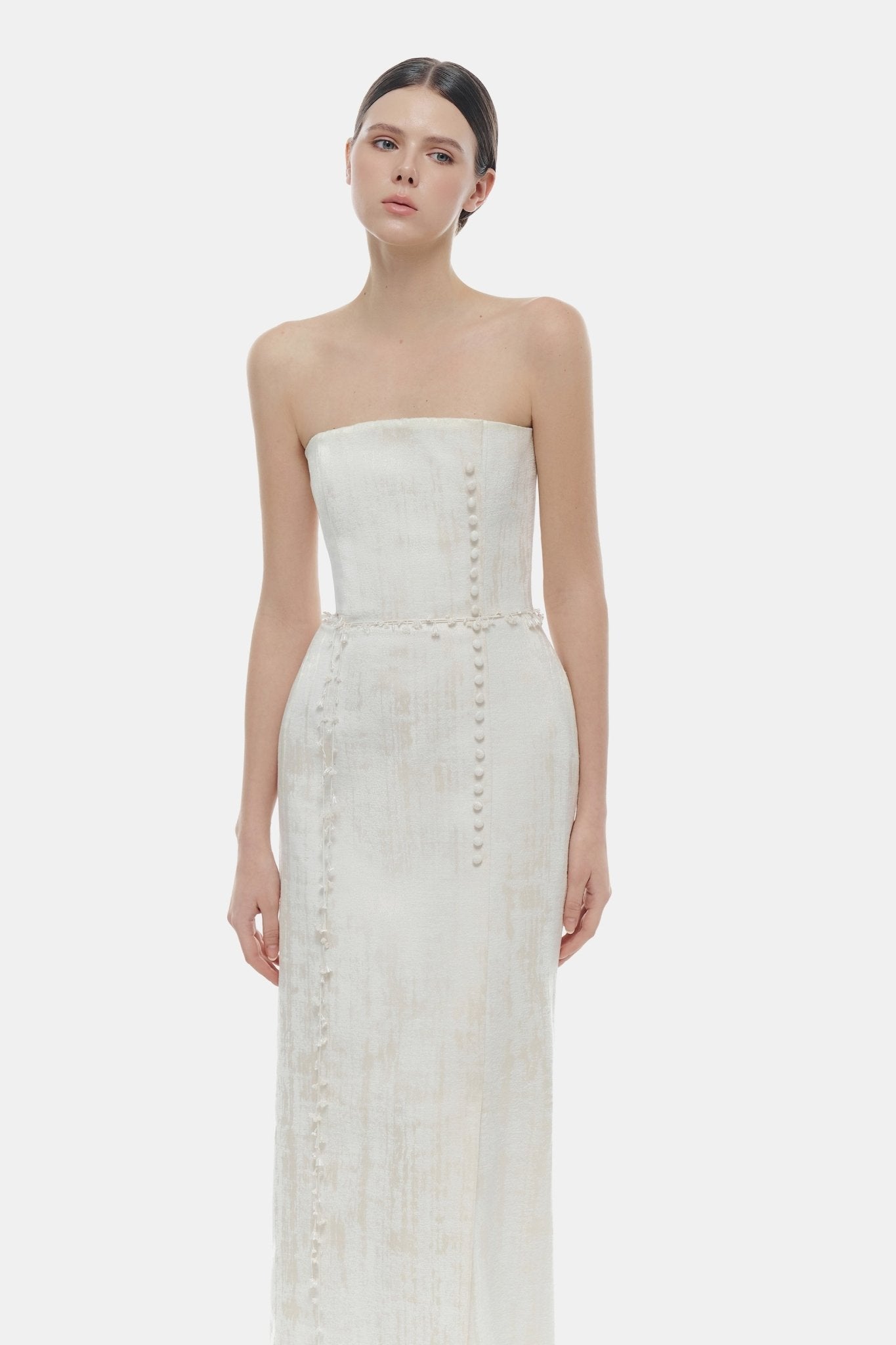 Ivory Brocade Strapless Dress Dresses Montsand