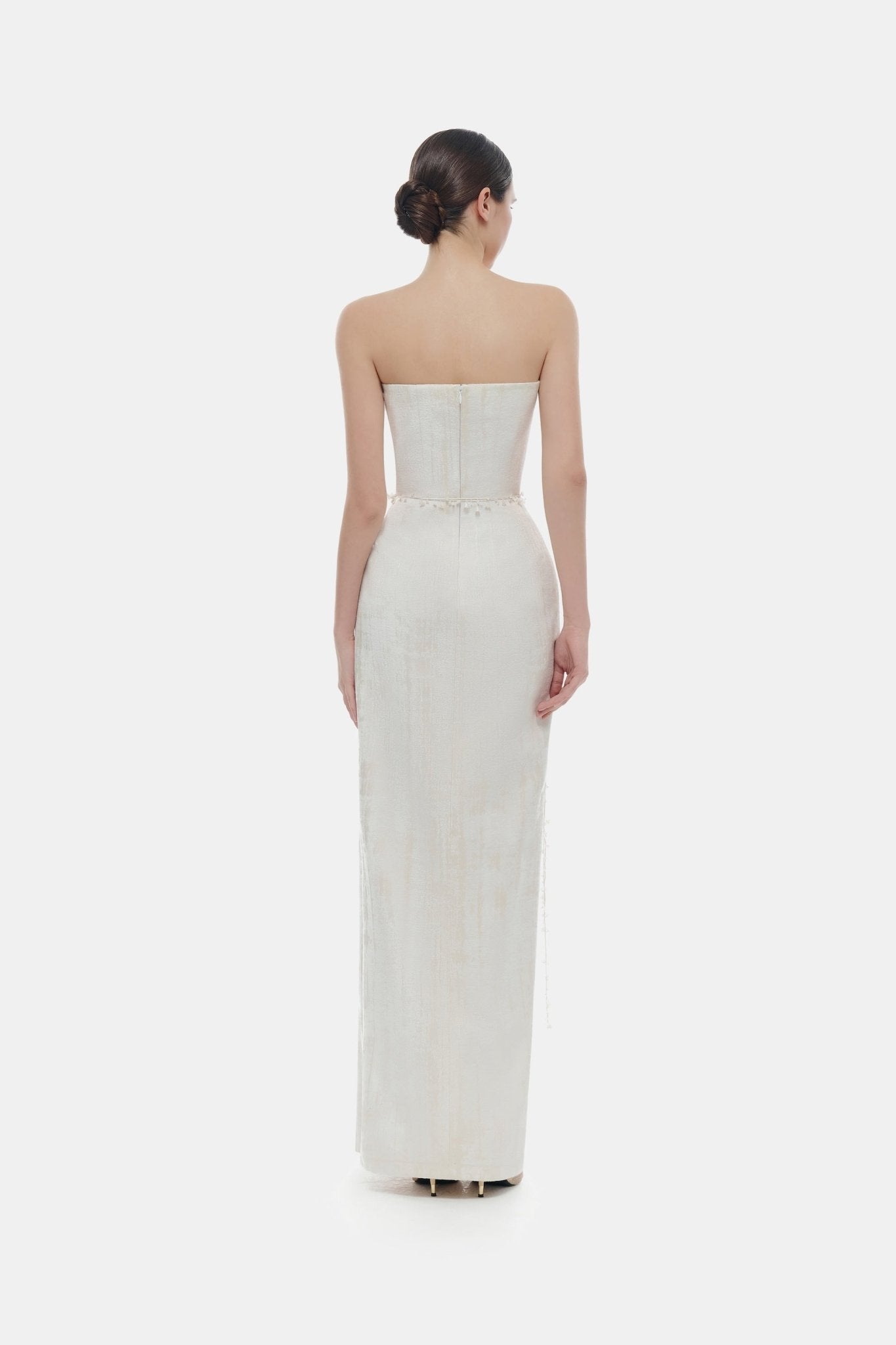 Ivory Brocade Strapless Dress M Ivory Brocade Strapless Dress M