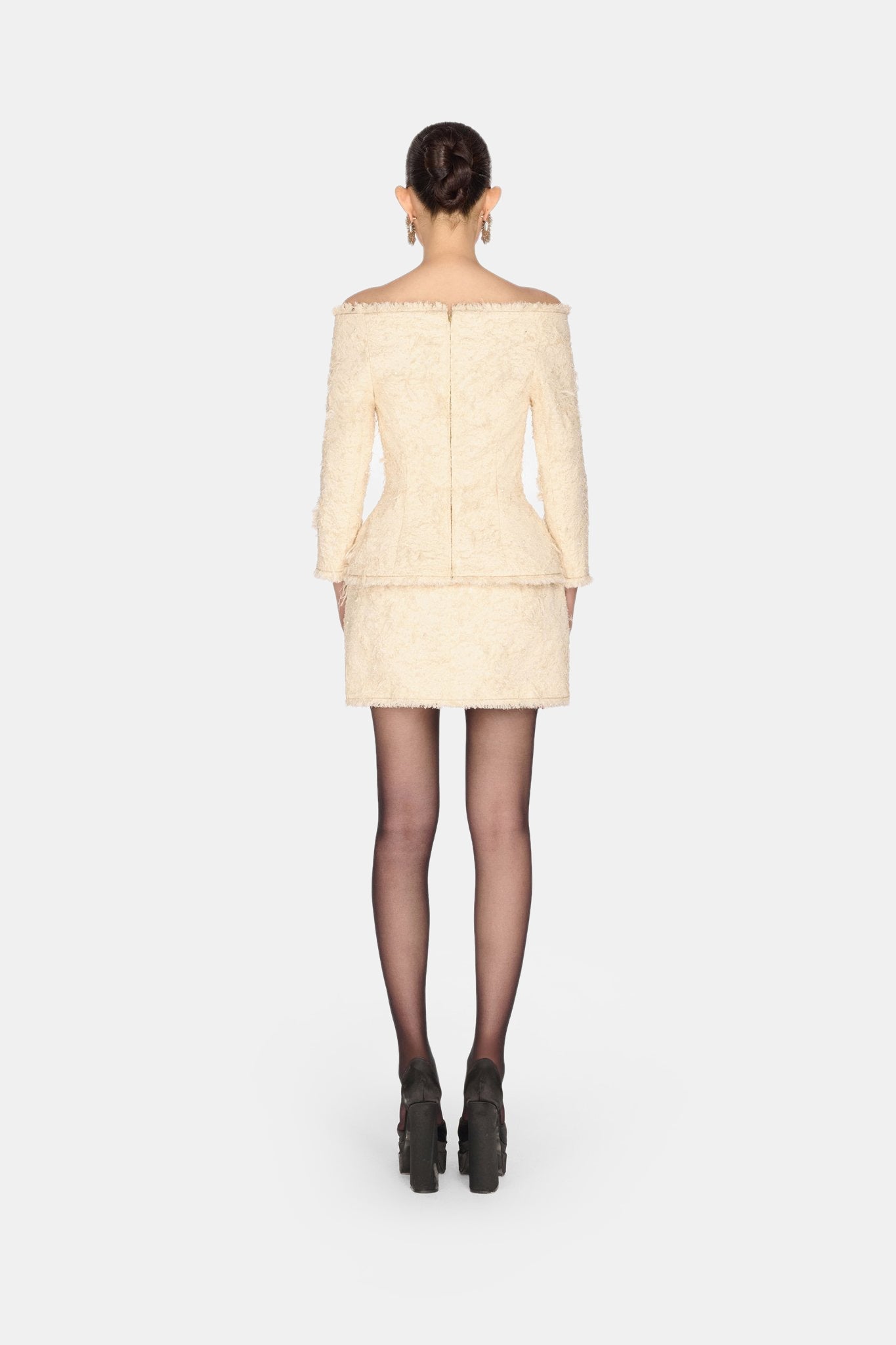 Ivory Crystal Beaded Mini Skirt - Montsand