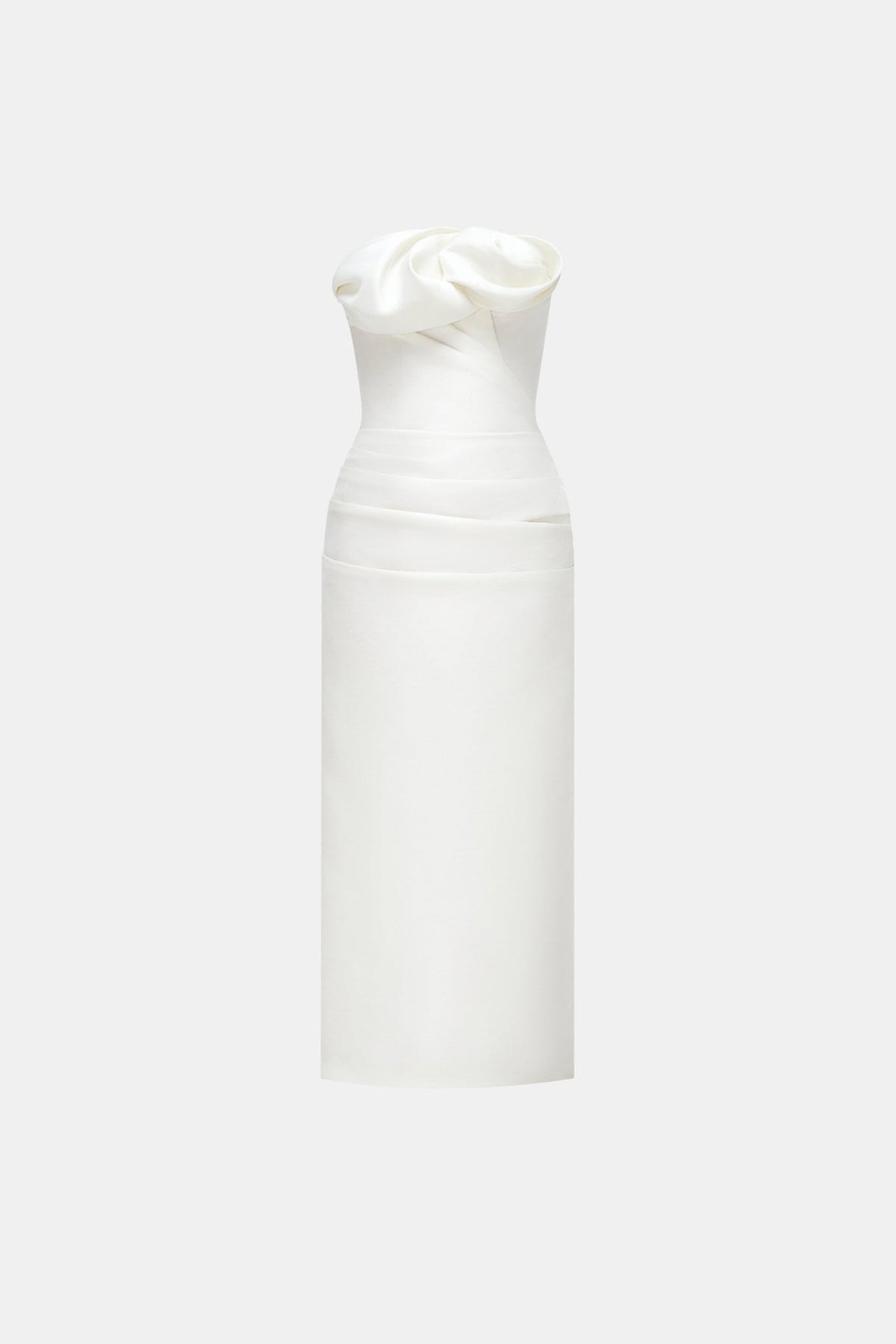 Ivory Draped Tube Midi Dress - Montsand