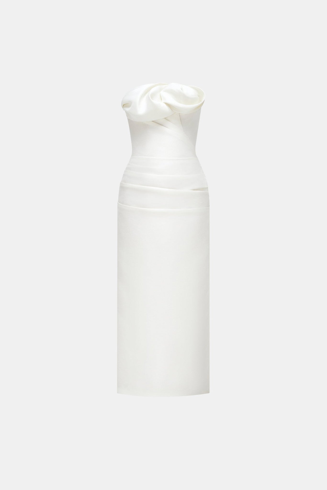 Ivory Draped Tube Midi Dress - Montsand