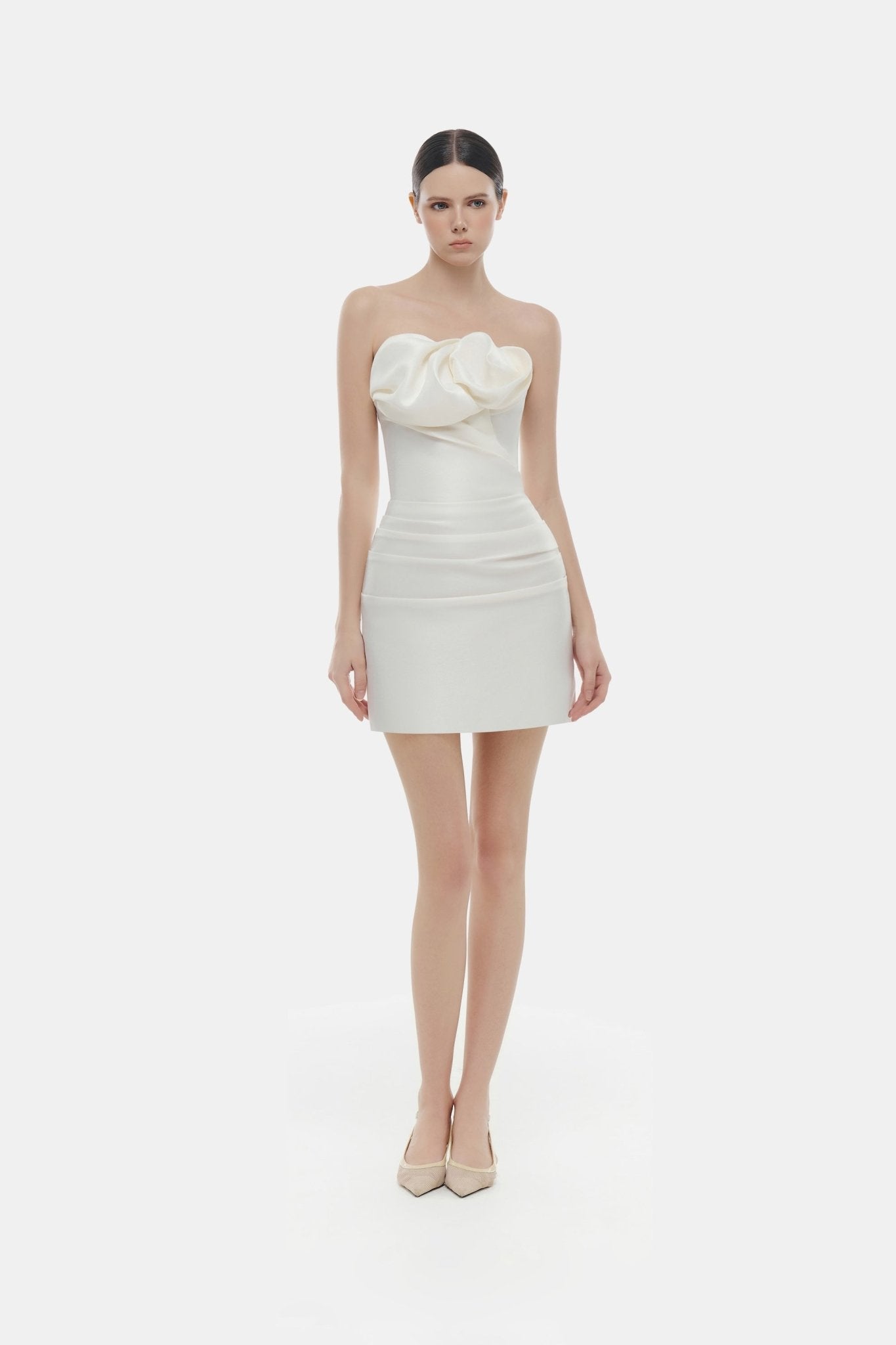 Ivory Draped Tube Mini DressDressesMontsand
