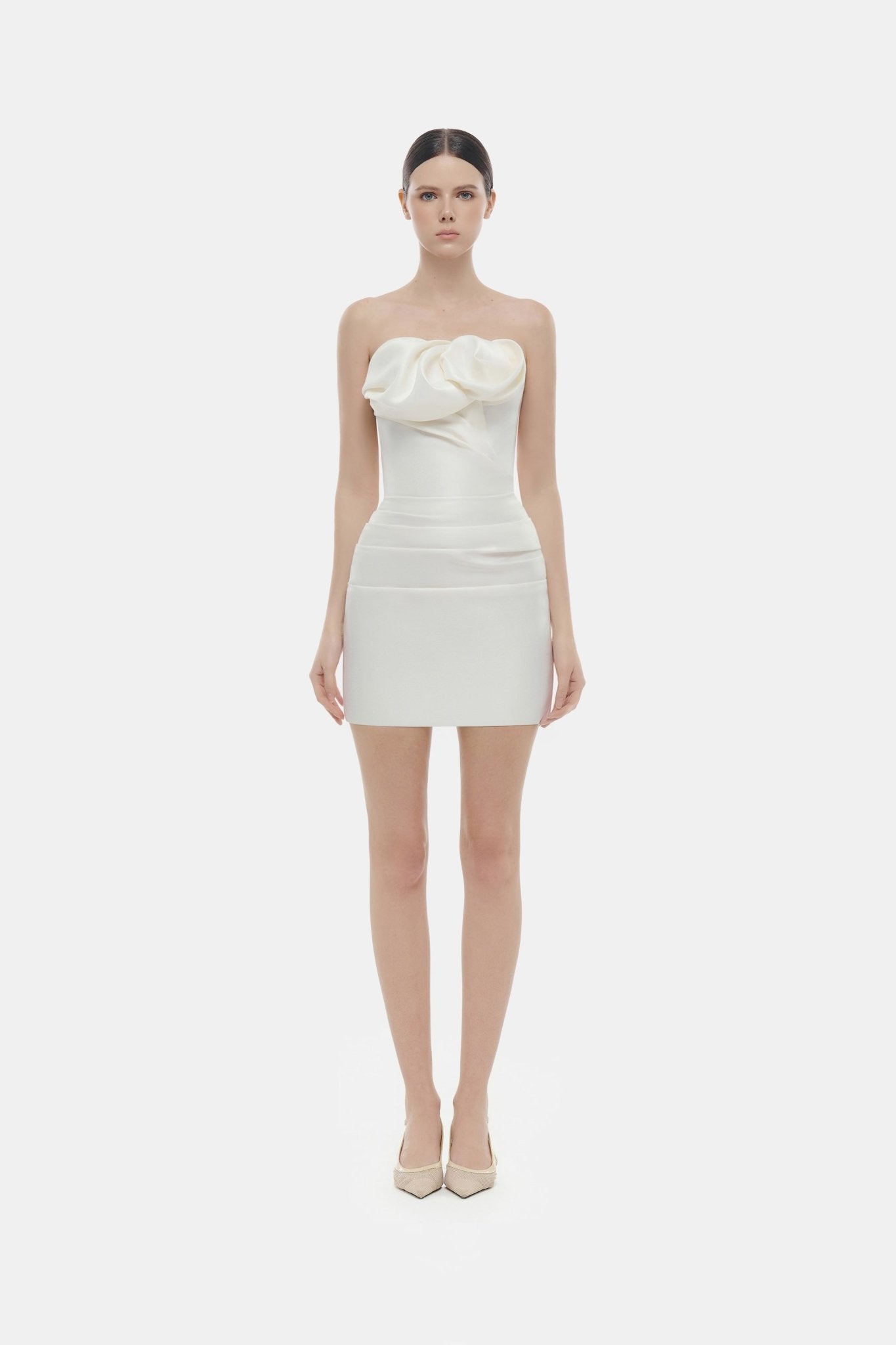 Ivory Draped Tube Mini DressDressesMontsand