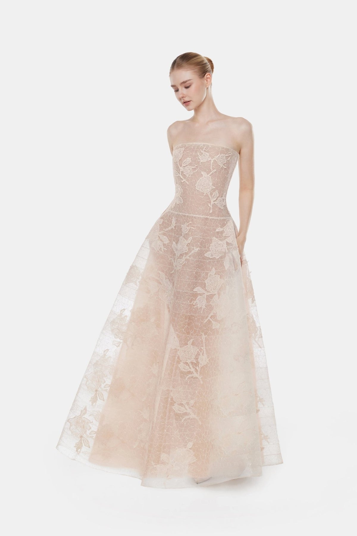 Ivory Floral Appliqué Maxi Dress - Montsand