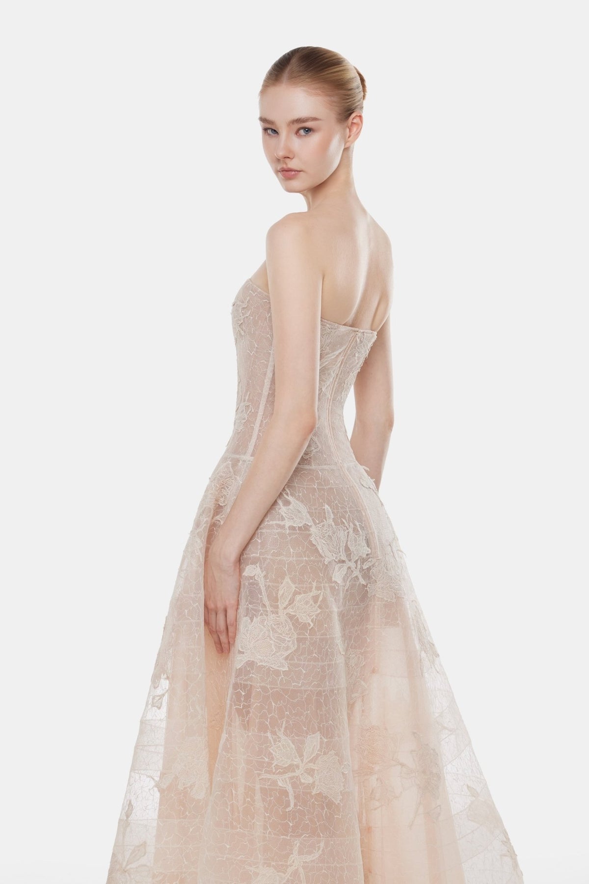 Ivory Floral Appliqué Maxi Dress - Montsand