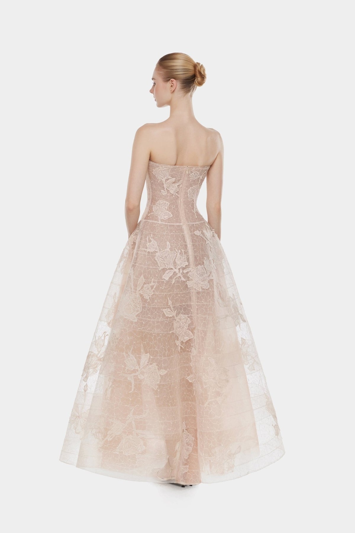 Ivory Floral Appliqué Maxi Dress - Montsand