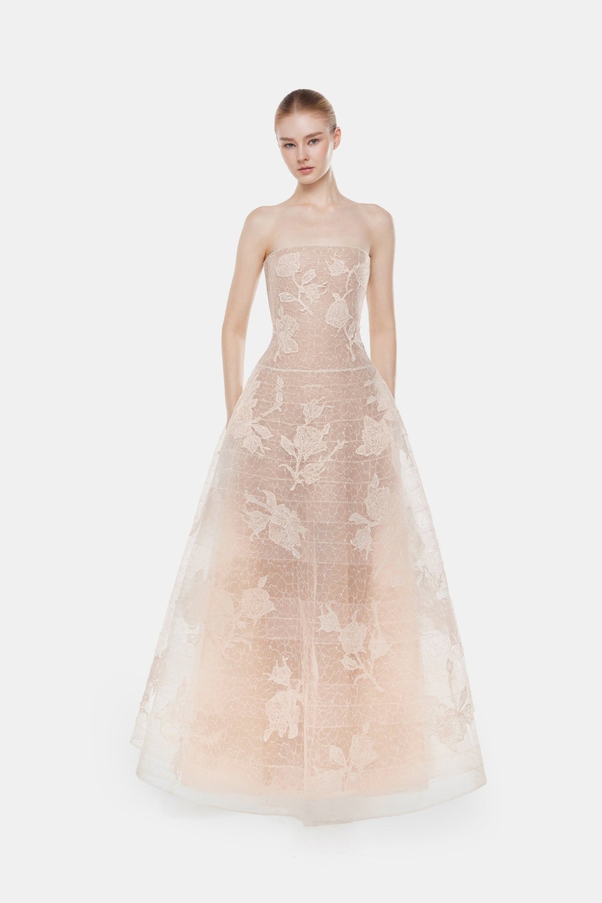 Ivory Floral Appliqué Maxi Dress - Montsand