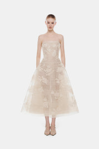 Ivory Floral Appliqué Midi Dress - Montsand