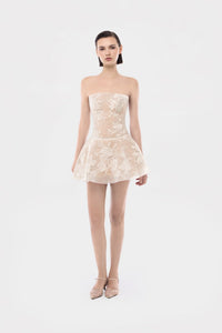 Ivory Floral Appliqué Mini Dress - Montsand
