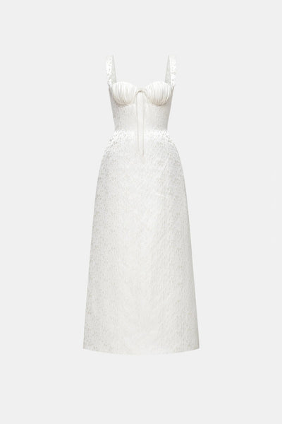 Ivory Floral Bustier Midi Dress XL