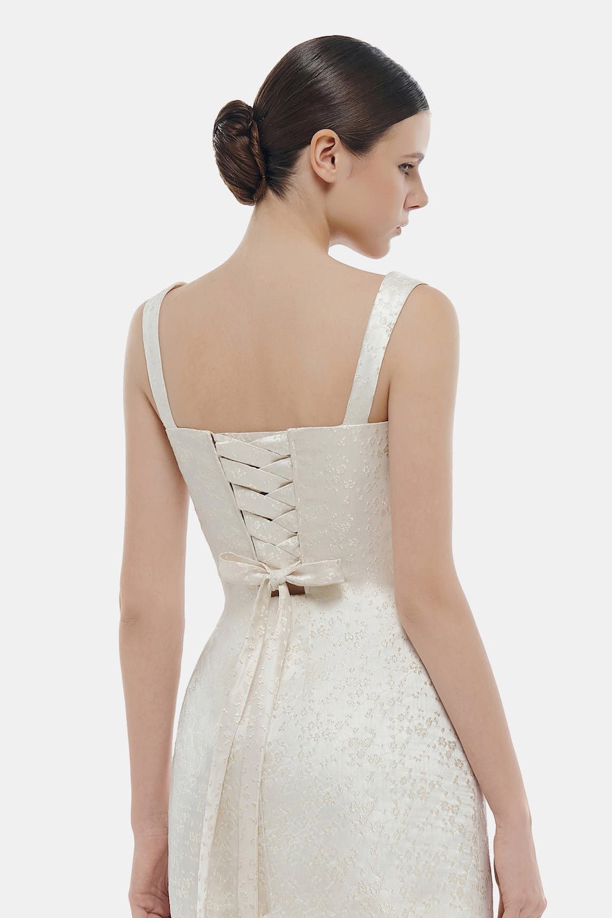 Ivory Floral Bustier Midi Dress Dresses Montsand