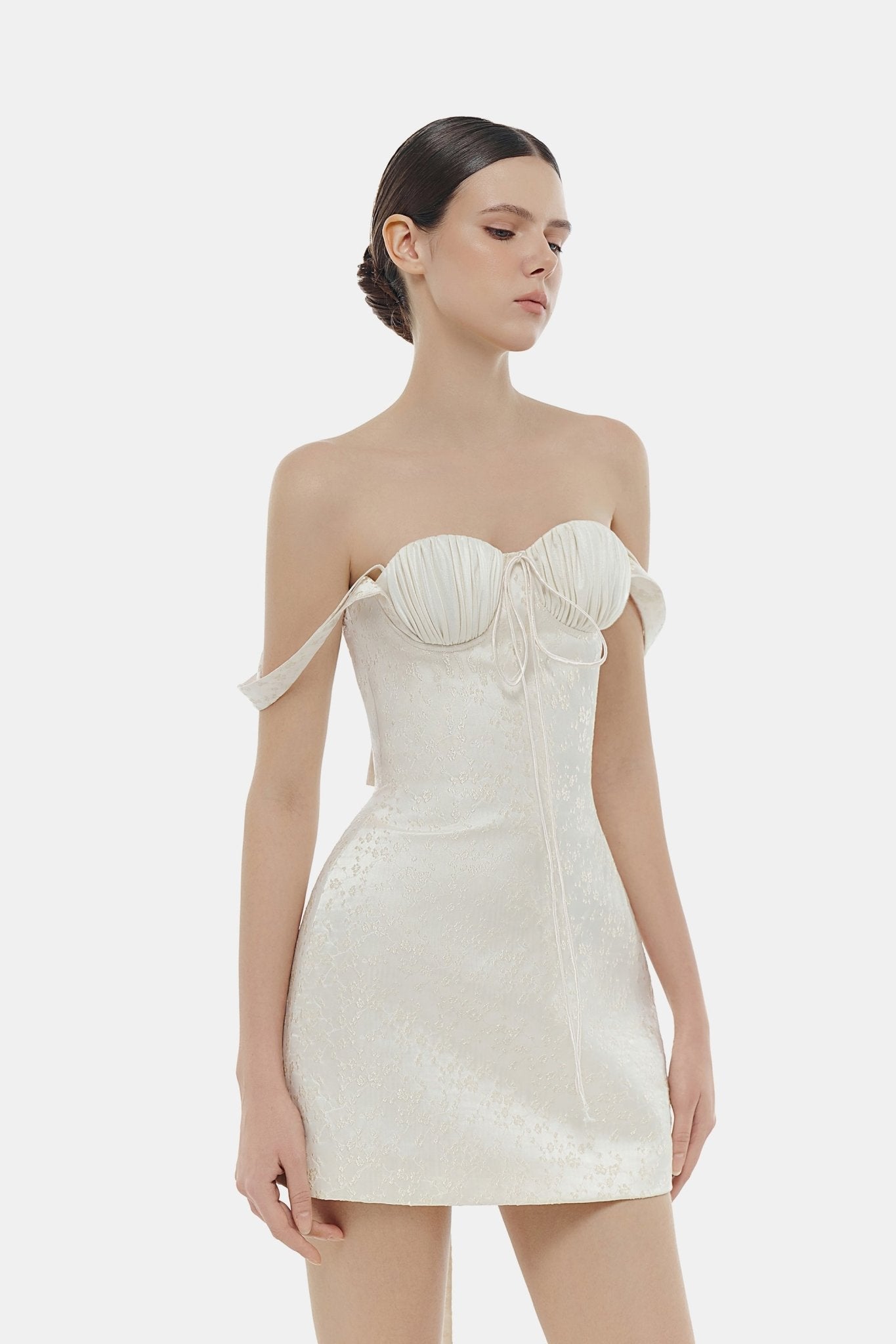 Ivory Floral Bustier Mini Dress M
