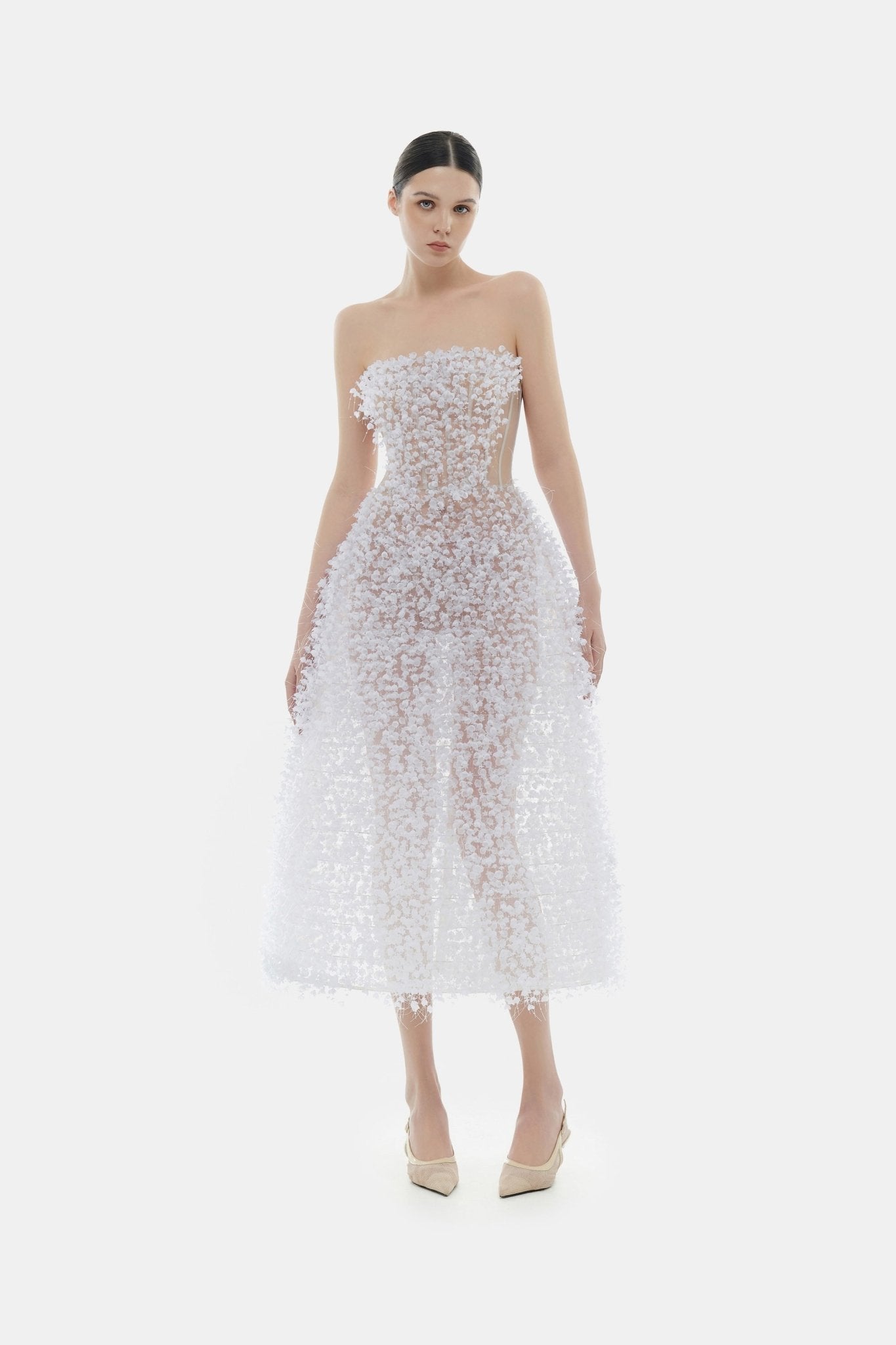 Ivory Flowers Midi Dress - Montsand