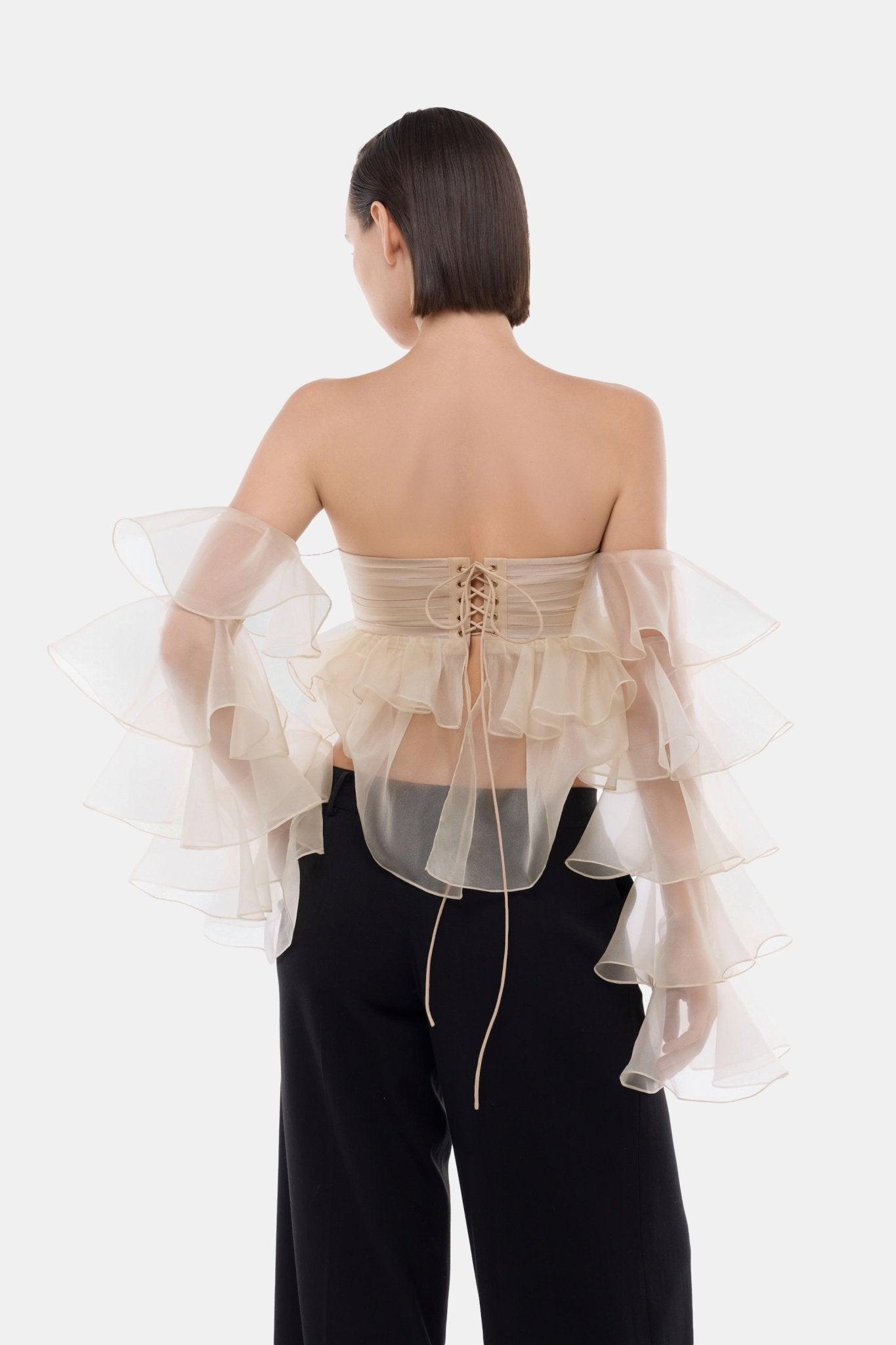 Ivory Frill Organza Crop Top - Montsand