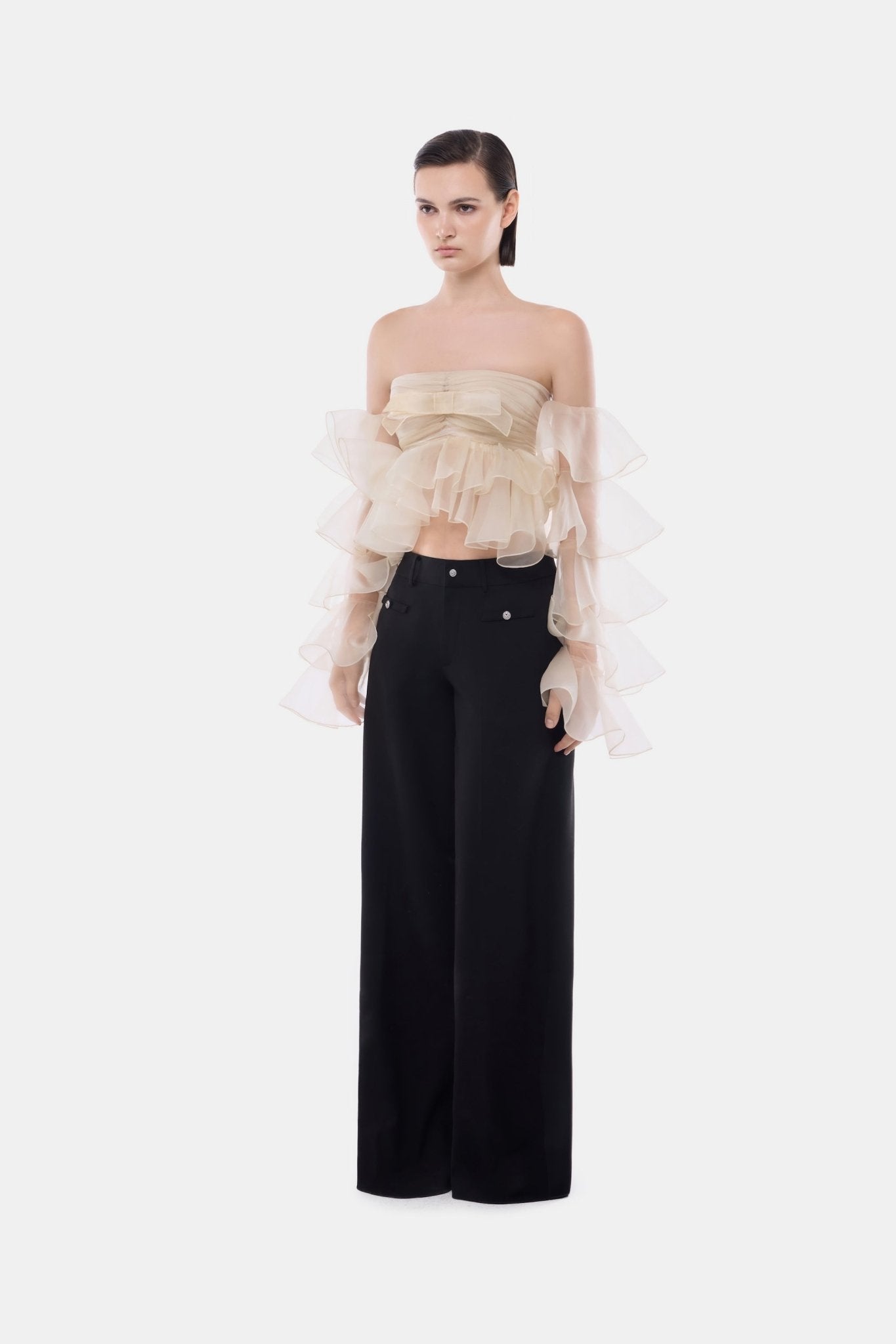 Ivory Frill Organza Crop Top - Montsand